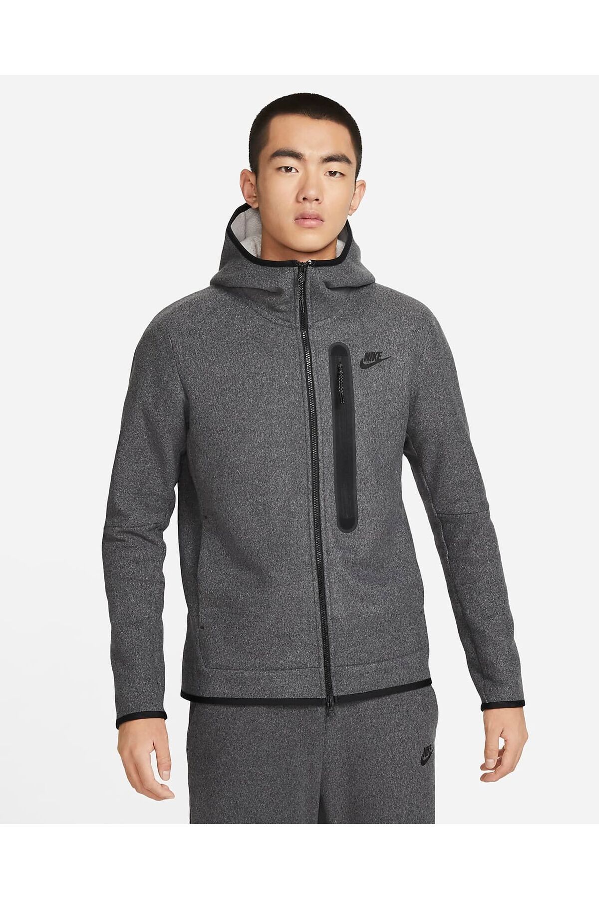 Nike Tech Fleece Gray Fleece Hoodie Men s Winter Sweatshirt Full Zip Trendyol