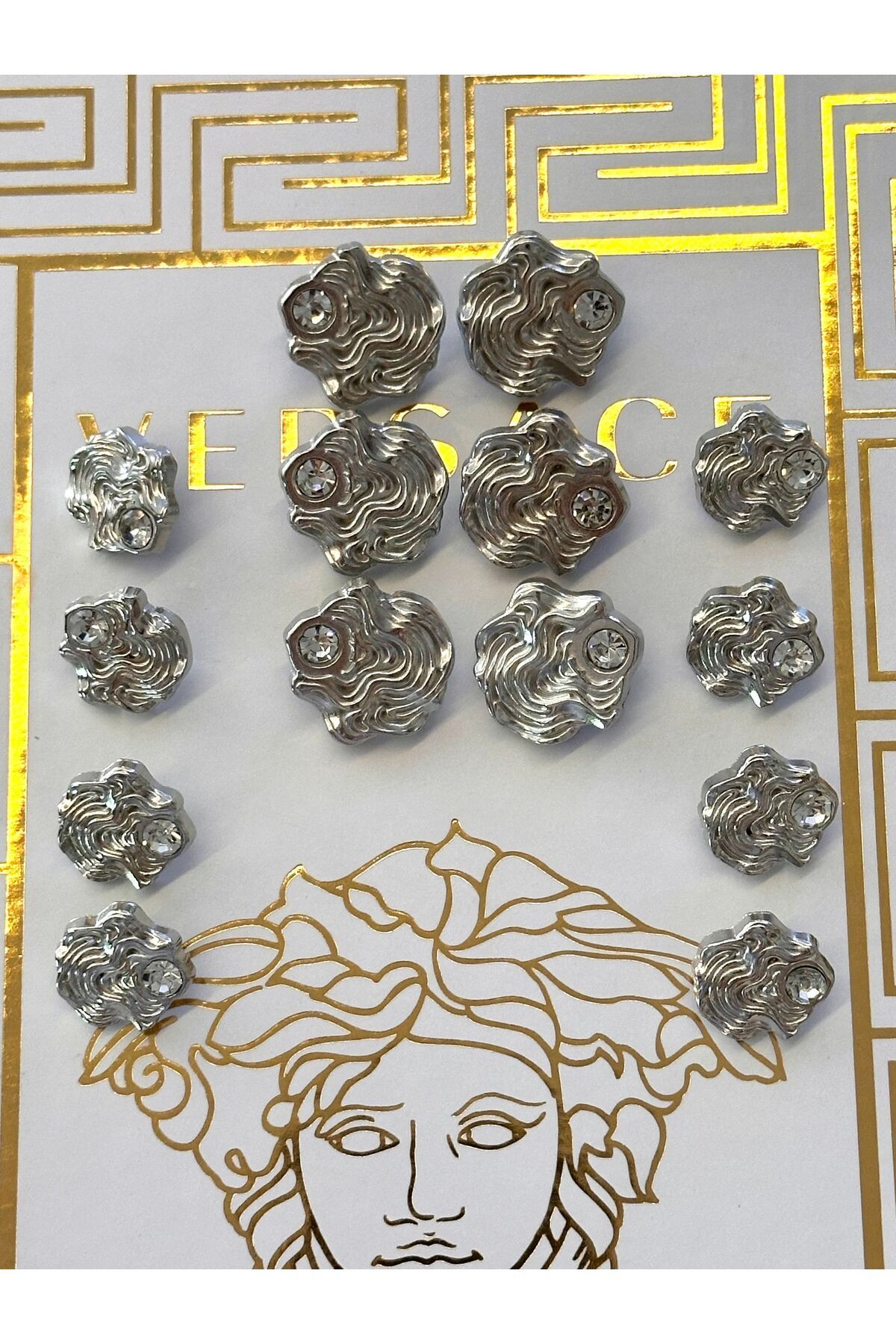 ODDA TASARIM ATÖLYESİ-Silver Blazer Jacket and Design Patterned Crystal Stone Set 1