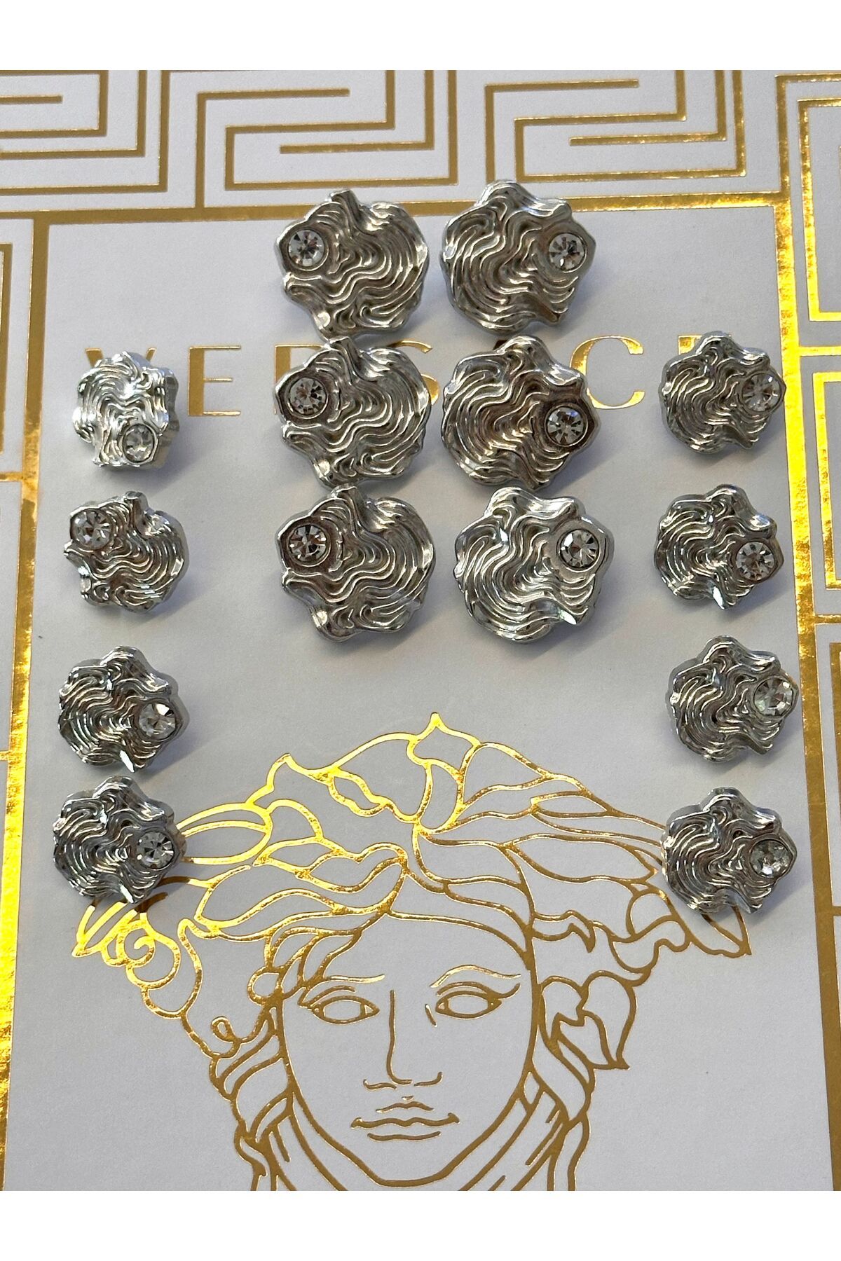 ODDA TASARIM ATÖLYESİ-Silver Blazer Jacket and Design Patterned Crystal Stone Set 2