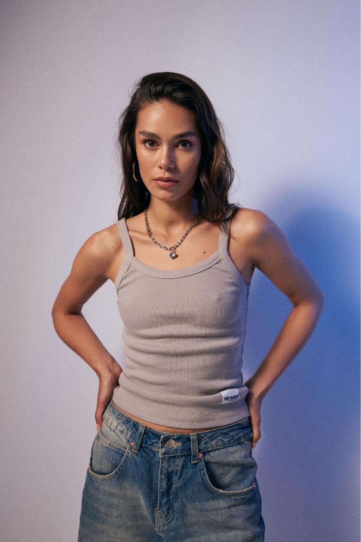 Bases-Corded Mink Tank Top - Basic Model with Straps 5