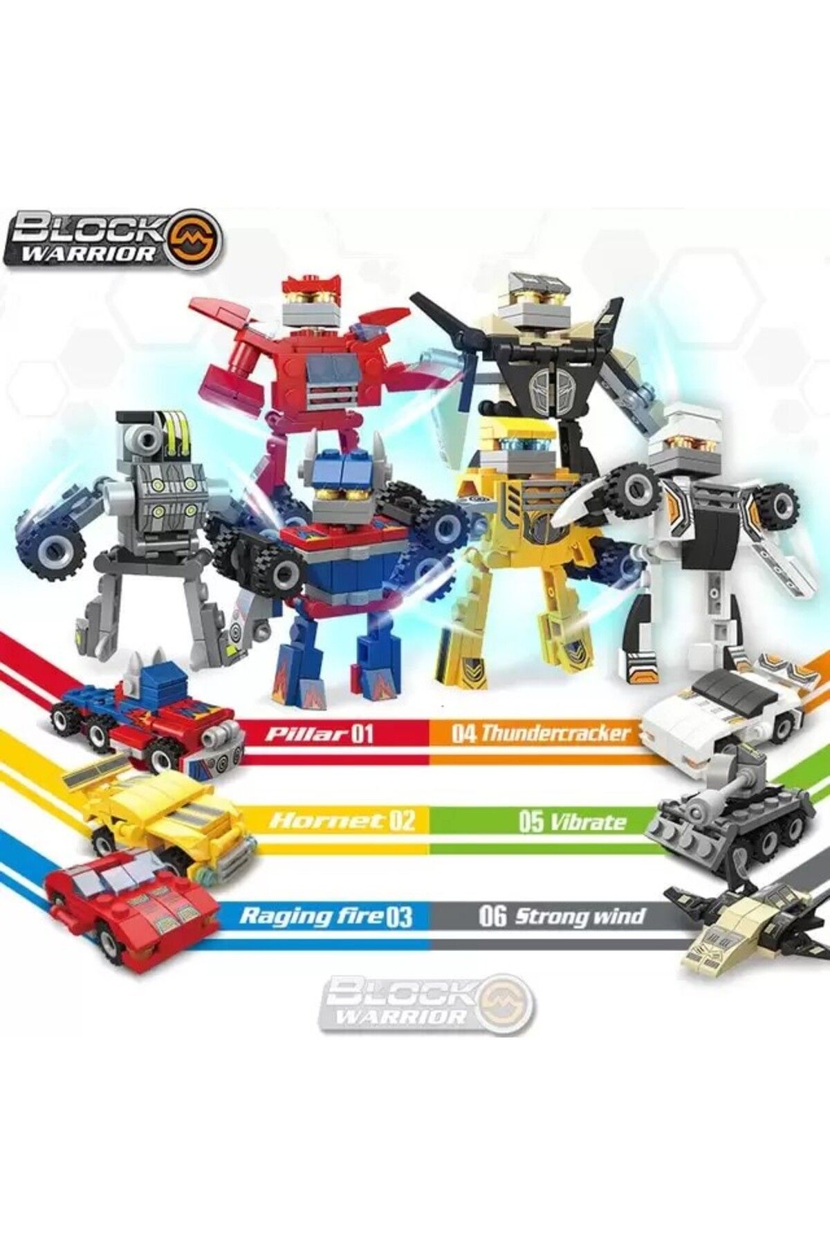 Bıyıklı Tobacco-Block Warrior Thundercracker - Robot Toy Bricks Transforming into a Car 3