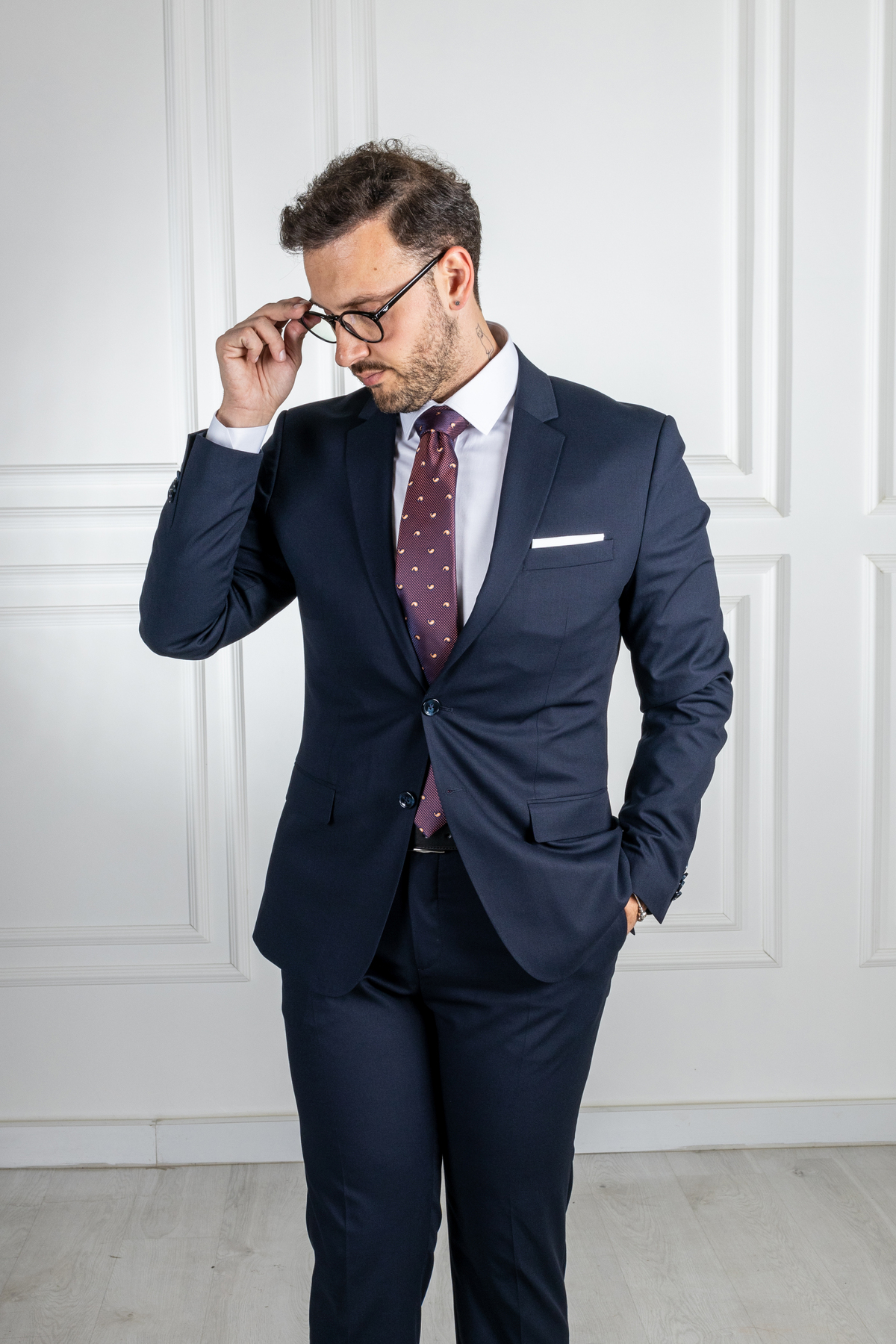 کت و شلوار مردانه آبی سرمه ای سارارSarar | 318155801 اورجینال - تصویر 4