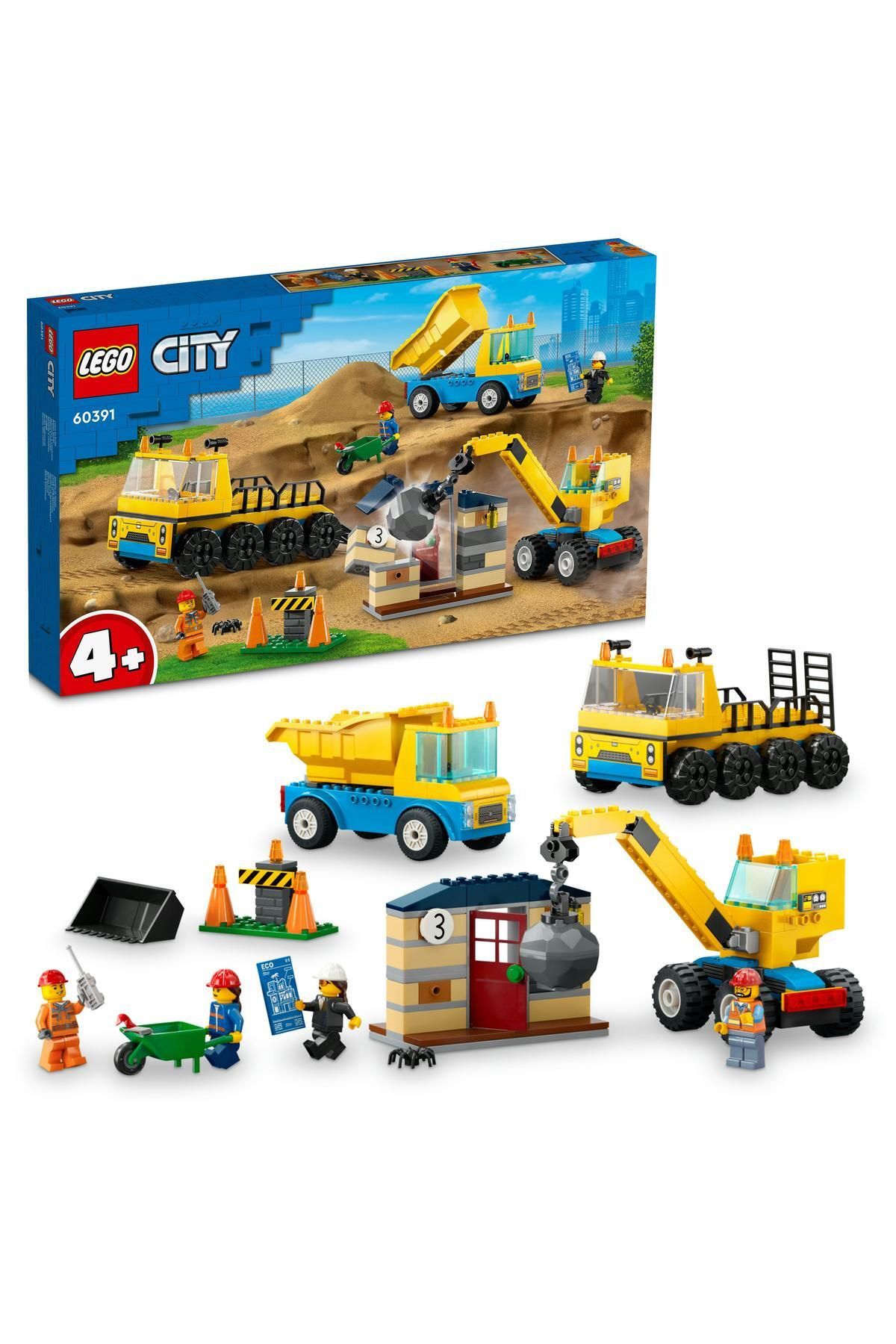 LEGO ®  City İnşaat Kamyonları ve Yıkım Gülleli Vinç 60391