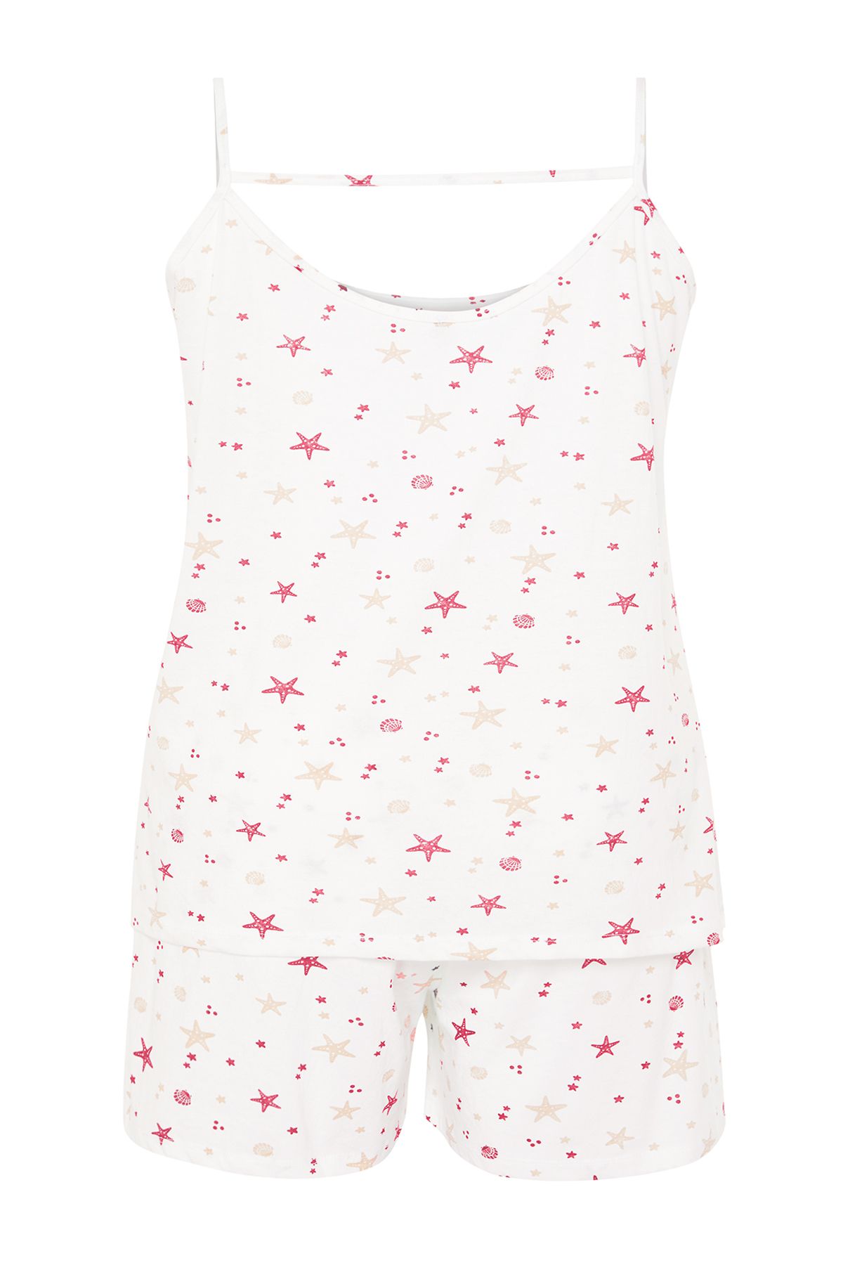 Trendyol Curve-Starfish Patterned Pink Knitted Pajama Set - TBBSS24AI00140 8