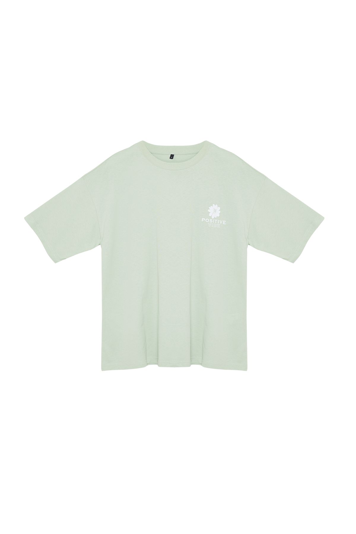 Trendyol Collection-Mint Back Print Oversize/Wide Mold Crew Crew Pletené tričko TWOSS23TS00321 8