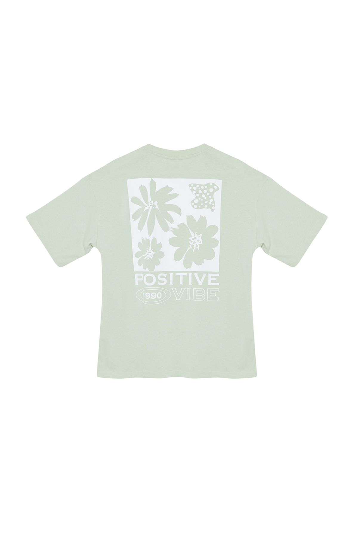 Trendyol Collection-Mint Back Print Oversize/Wide Mold Crew Crew Pletené tričko TWOSS23TS00321 7