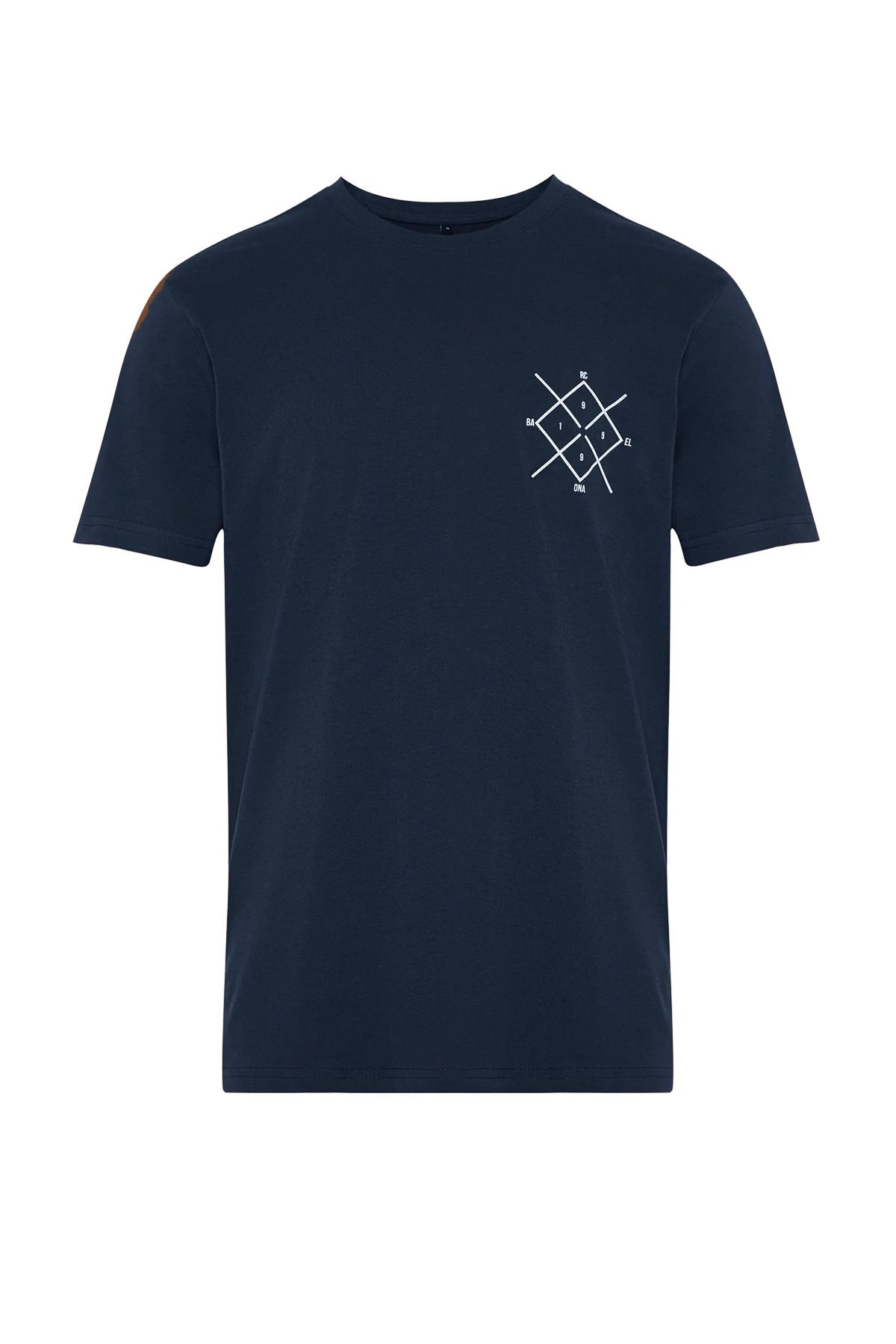 Trendyol Collection-Sötétkék normál/normál szabású logóval nyomtatott 100% pamut rövid ujjú póló TMNSS20TS0984 7