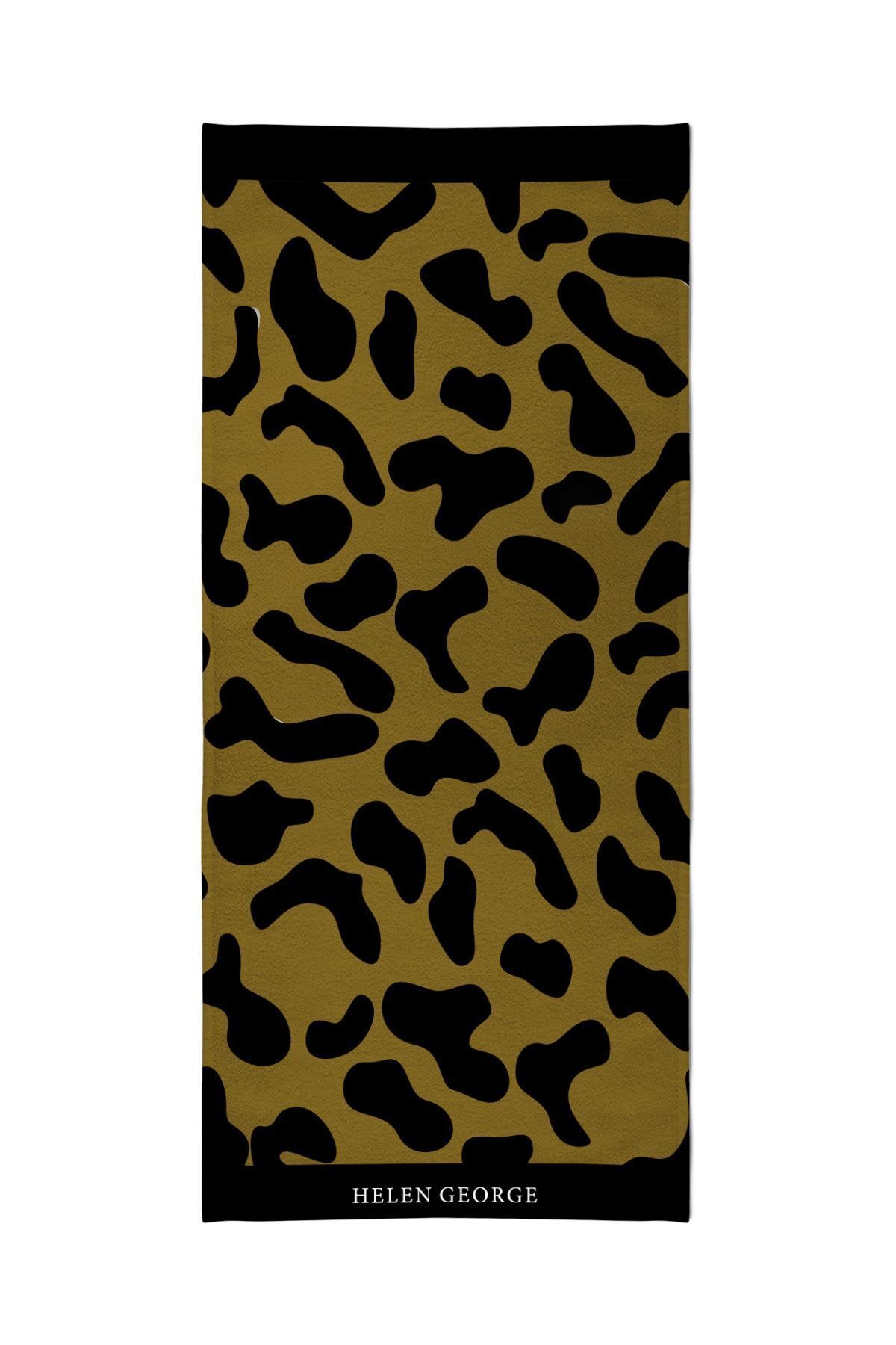 Helen George-New Land - Brown Black Leopard Patterned Oversize Beach Towel HGTW0001349 3