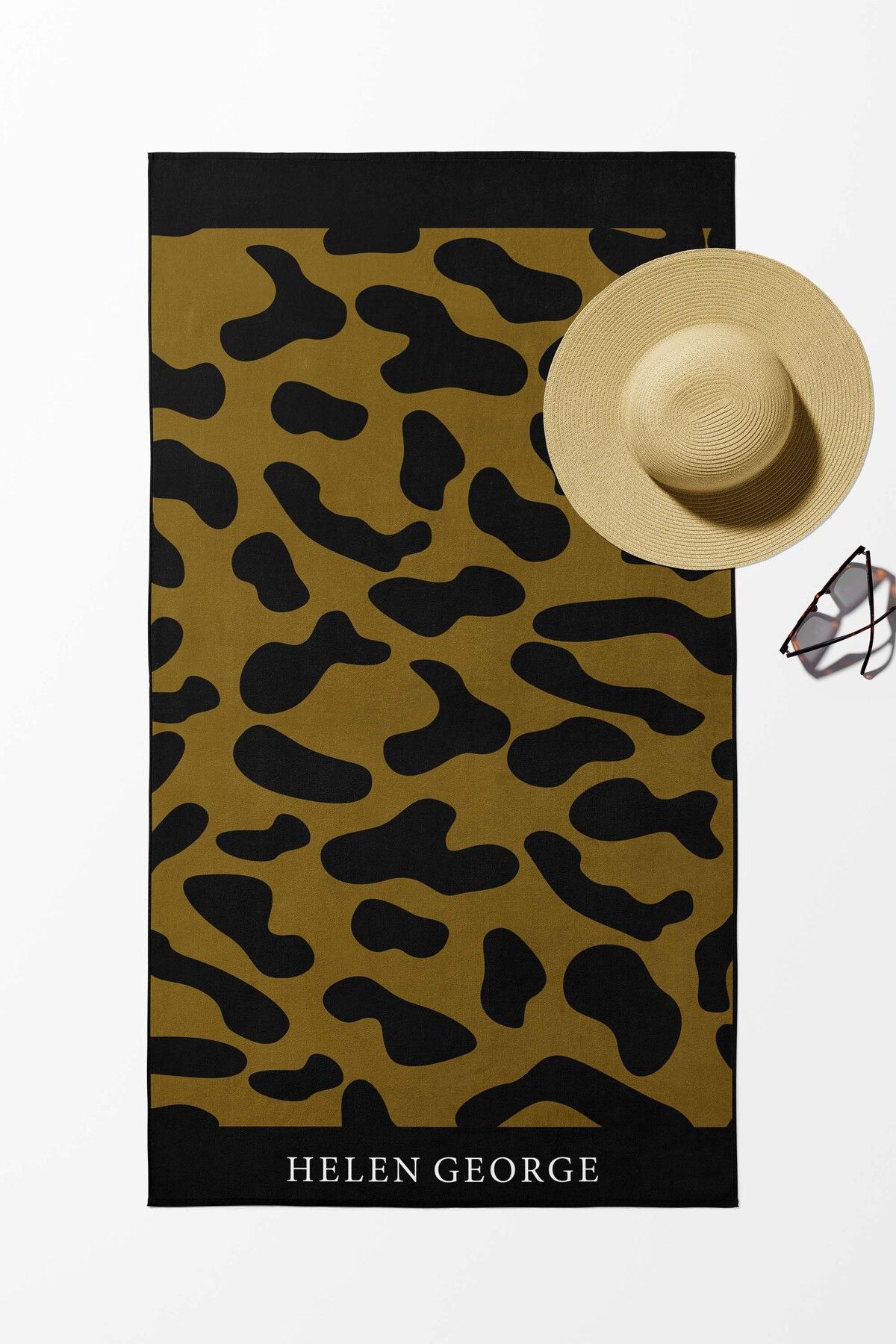 Helen George-New Land - Brown Black Leopard Patterned Oversize Beach Towel HGTW0001349 4