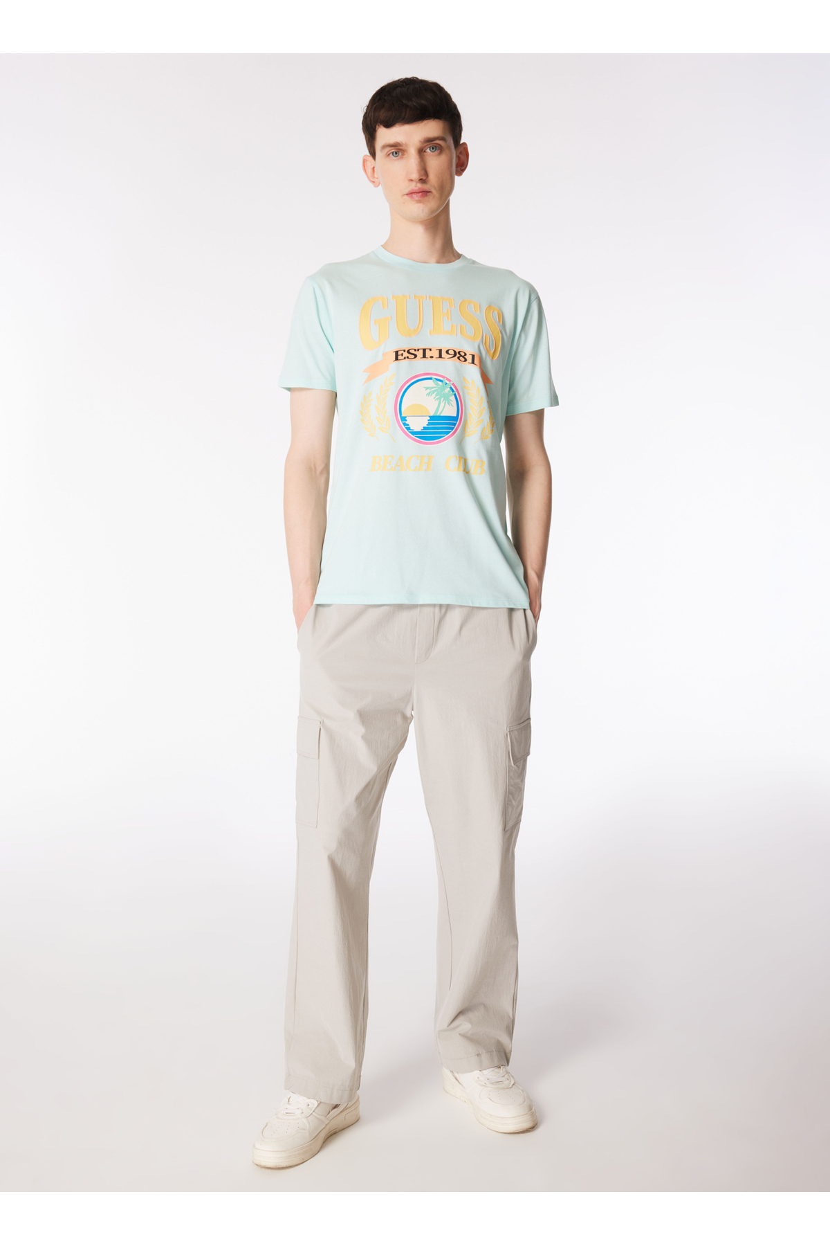 تیشرت مردانه بژ گسGuess | 5003122943 اورجینال - تصویر 2