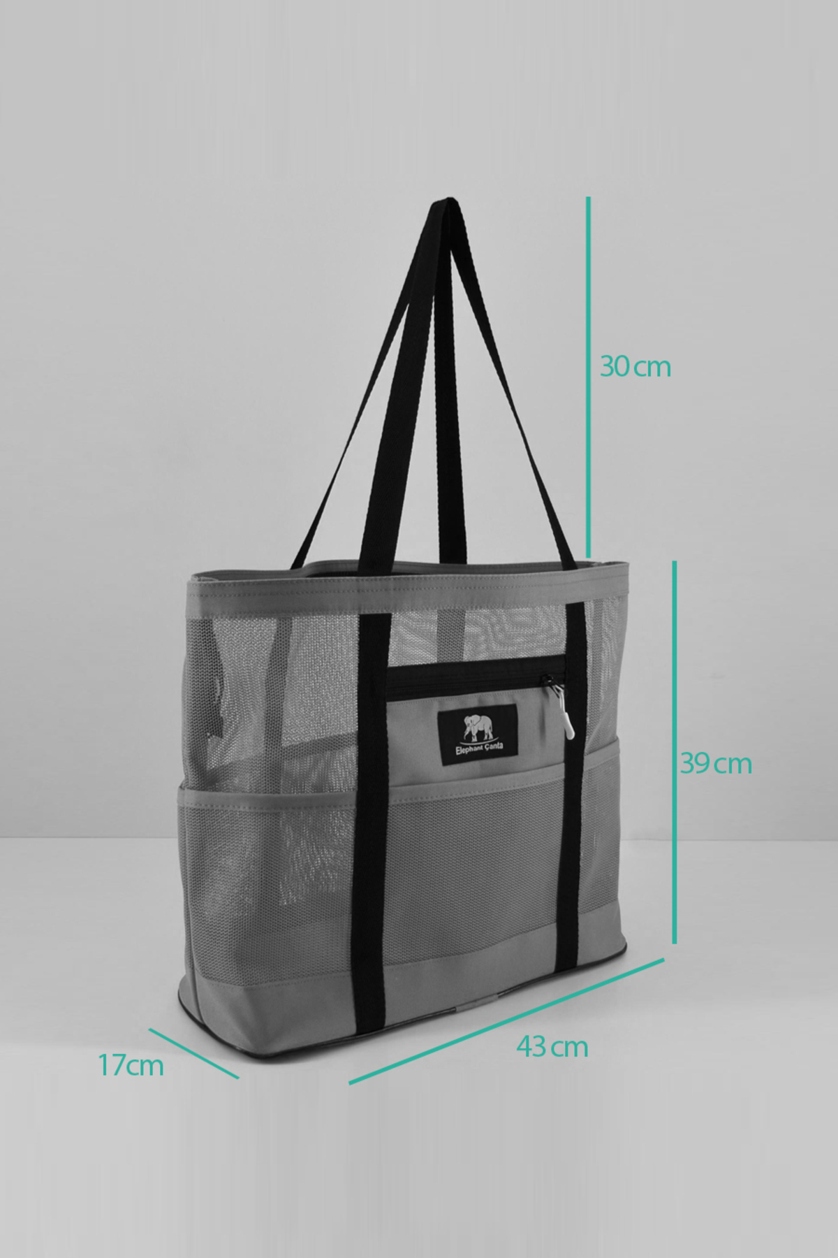ELEPHANT ÇANTA-Mesh Beach Bag with Pocket-Red, Durable, Fast Drying, Large Internal Volume, Lightweight, Folding Bag 6