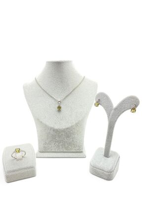 ERU JEWELLERY Özel Kesim Zirkon Pırlantalı Sultanit Şans Takı Seti - 925 Ayar...