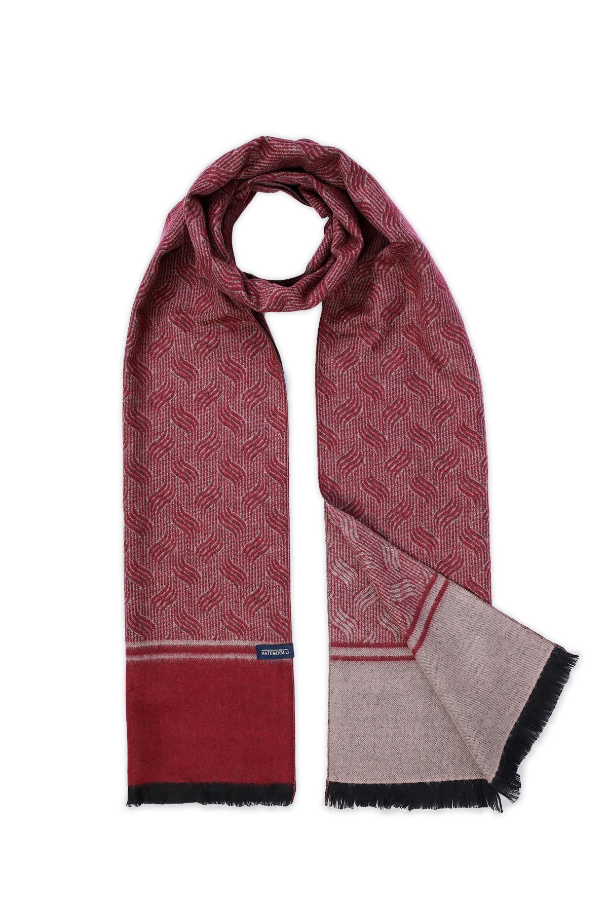 Hatemoğlu-Eșarfă elegantă cu model burgundy 2