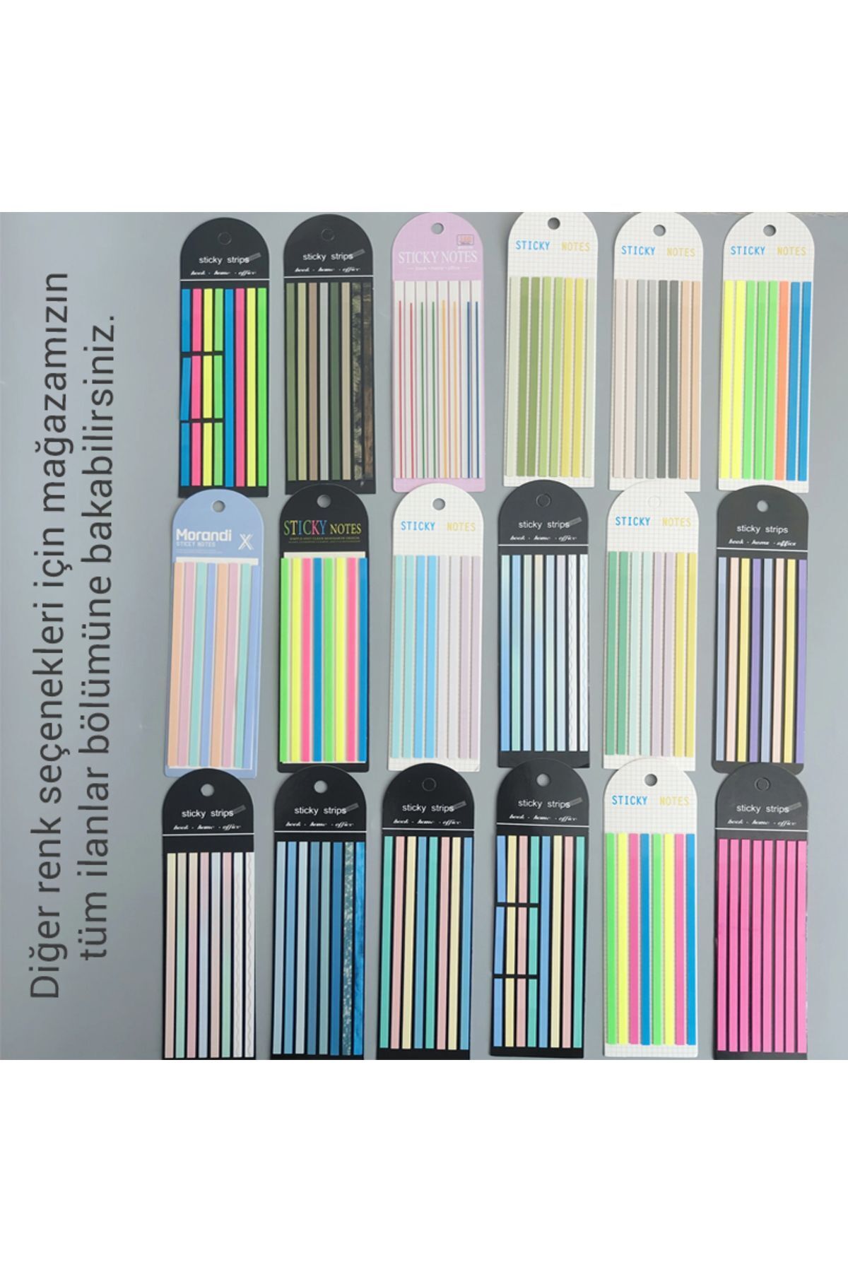 sibga tasarım-Thin Long Strip Transparent Colored Postit Post-it Post ItBookmark Bookmark Postit Sticker 160 Sheets 5