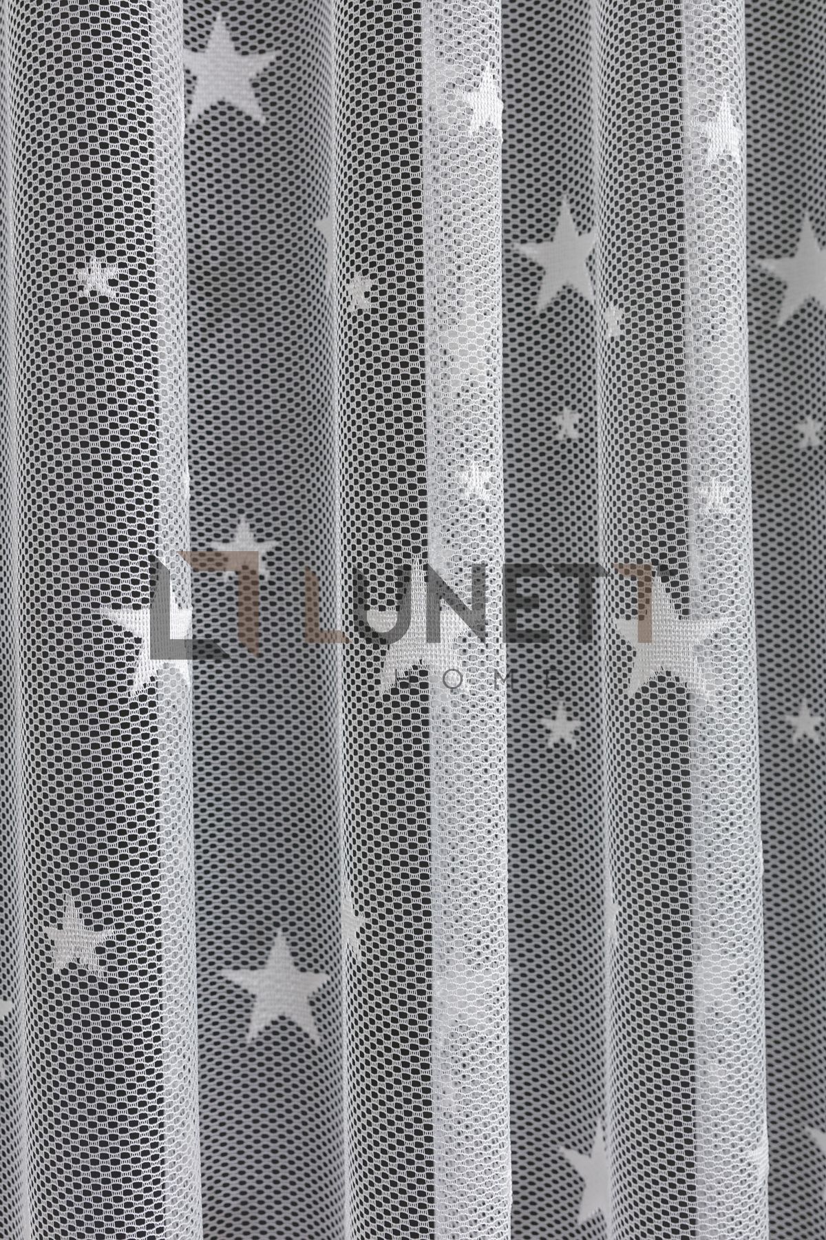 LUNETT HOME-White Starry Large Sparse - 1x2 Tulle Curtain, Pleated Ready to Use 4