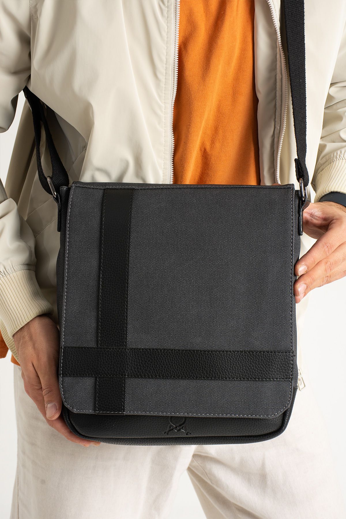 RKY SERENITY Mega Bag Kanvas Kumaş Not Defteri Kalem Koyma Bölmeli Postacı Çanta