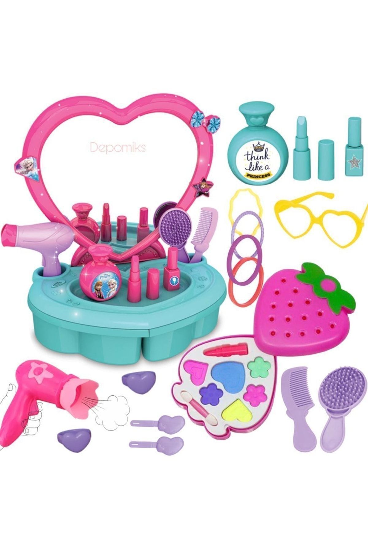 Candy Beauty Salon with Real Mirror Accessories + Toy Strawberry Makeup Set Household Toy