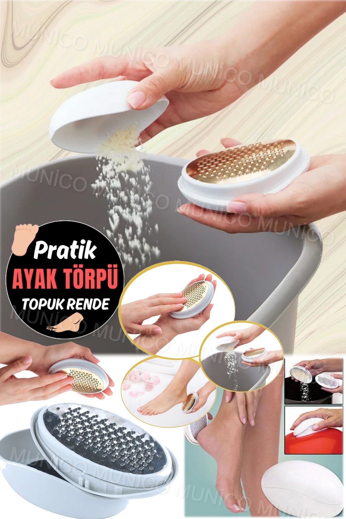 Munico Kuru Sert Cilt Sökücü Yumurta Şeklinde Şık Ped Yumurta Ultimate Ayak Nasır Dosyası Pürüzsüz