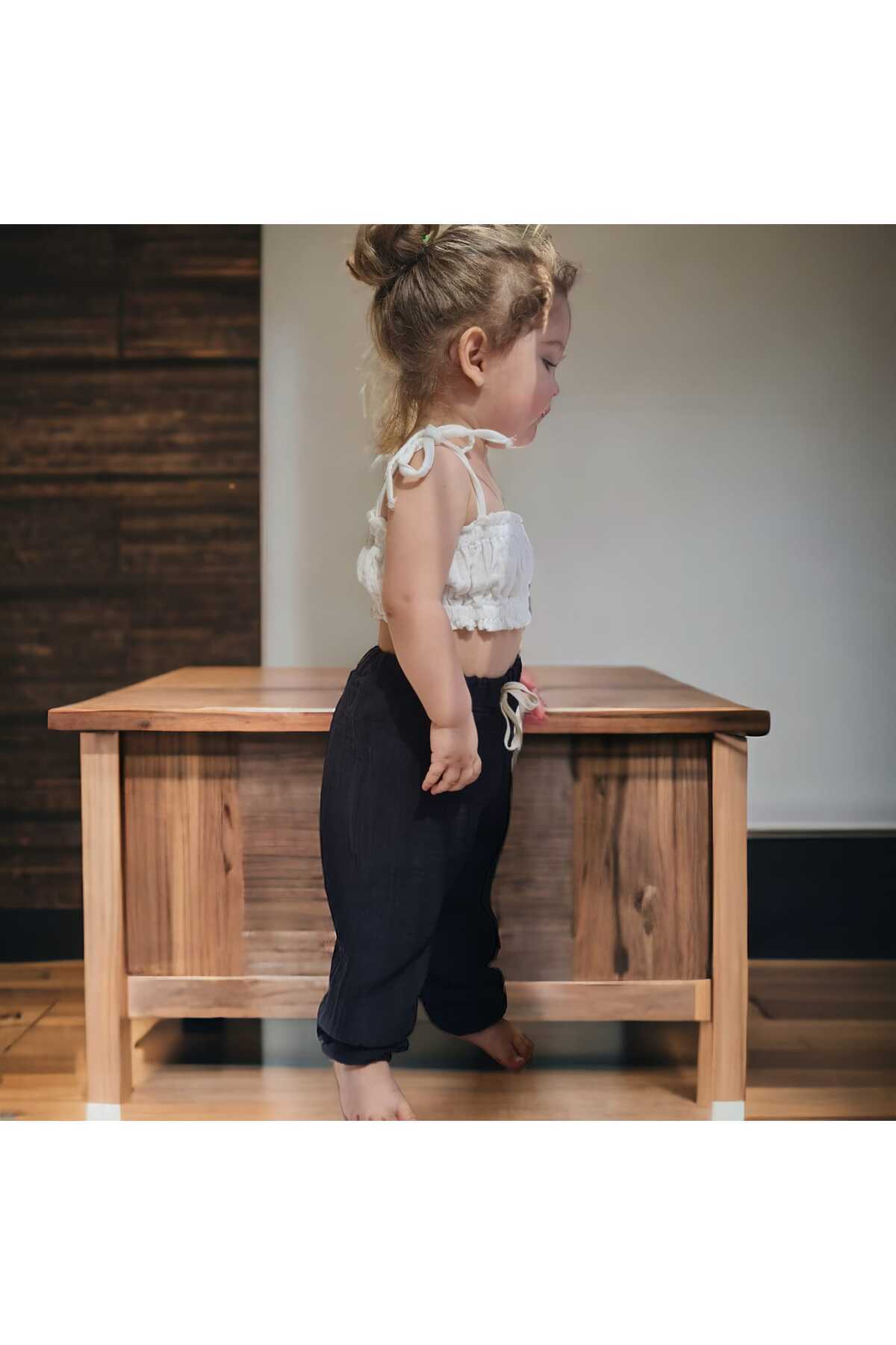 BEBEĞİME ÇORAP Organik Müslin Paçası Lastikli Bebek/Çocuk Pantolon fotoğrafı 4 (önizleme)