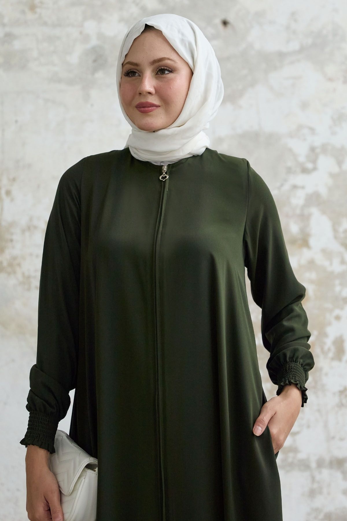InStyle-Medine Khaki Ferace - Jedwab i Mevlana Szczegółowe 3