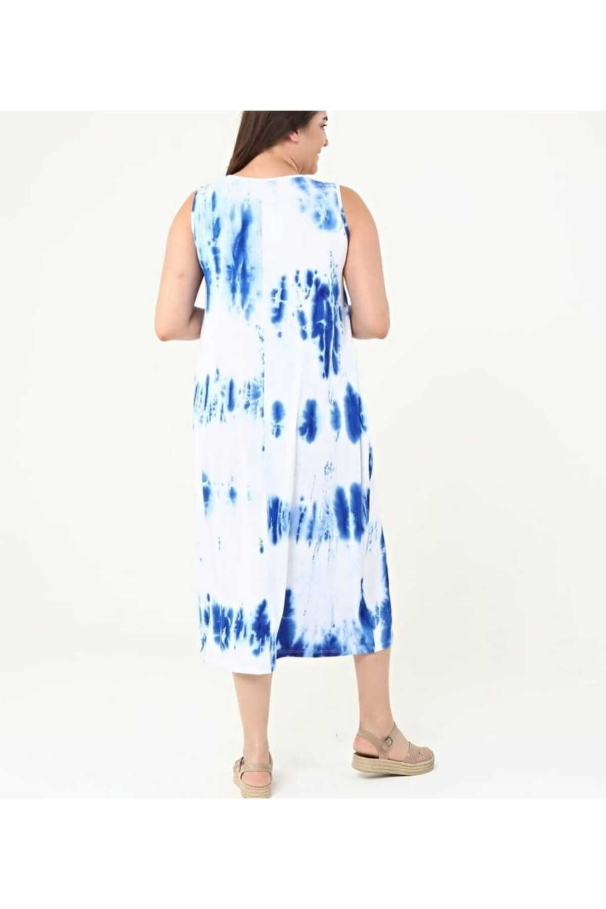 anne moda ankara-Ολόσωμο καλοκαιρινό φόρεμα με γραβάτα με βαφή μέχρι τον αστράγαλο 6