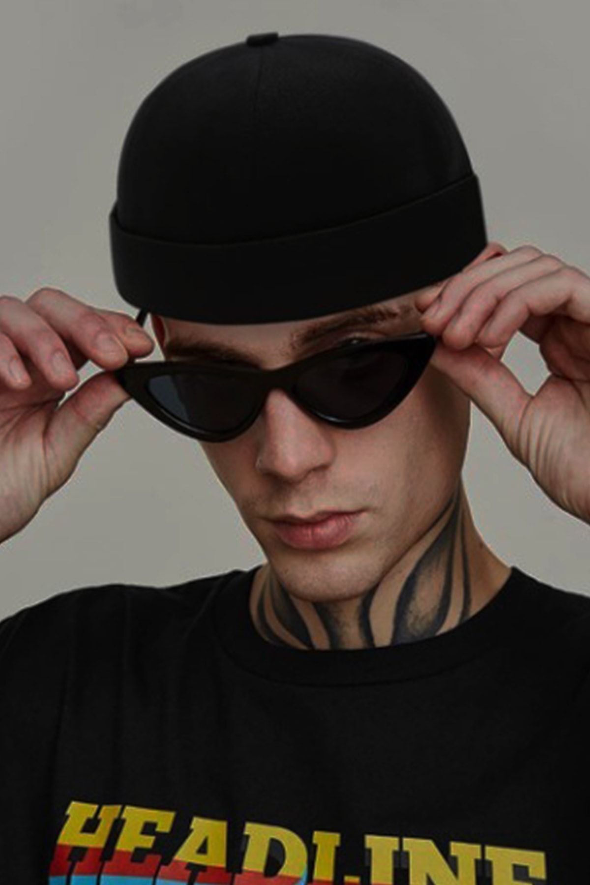 Ritagarcia-Adjustable Black-beige Retro Skullcap Summer Set of 2 3