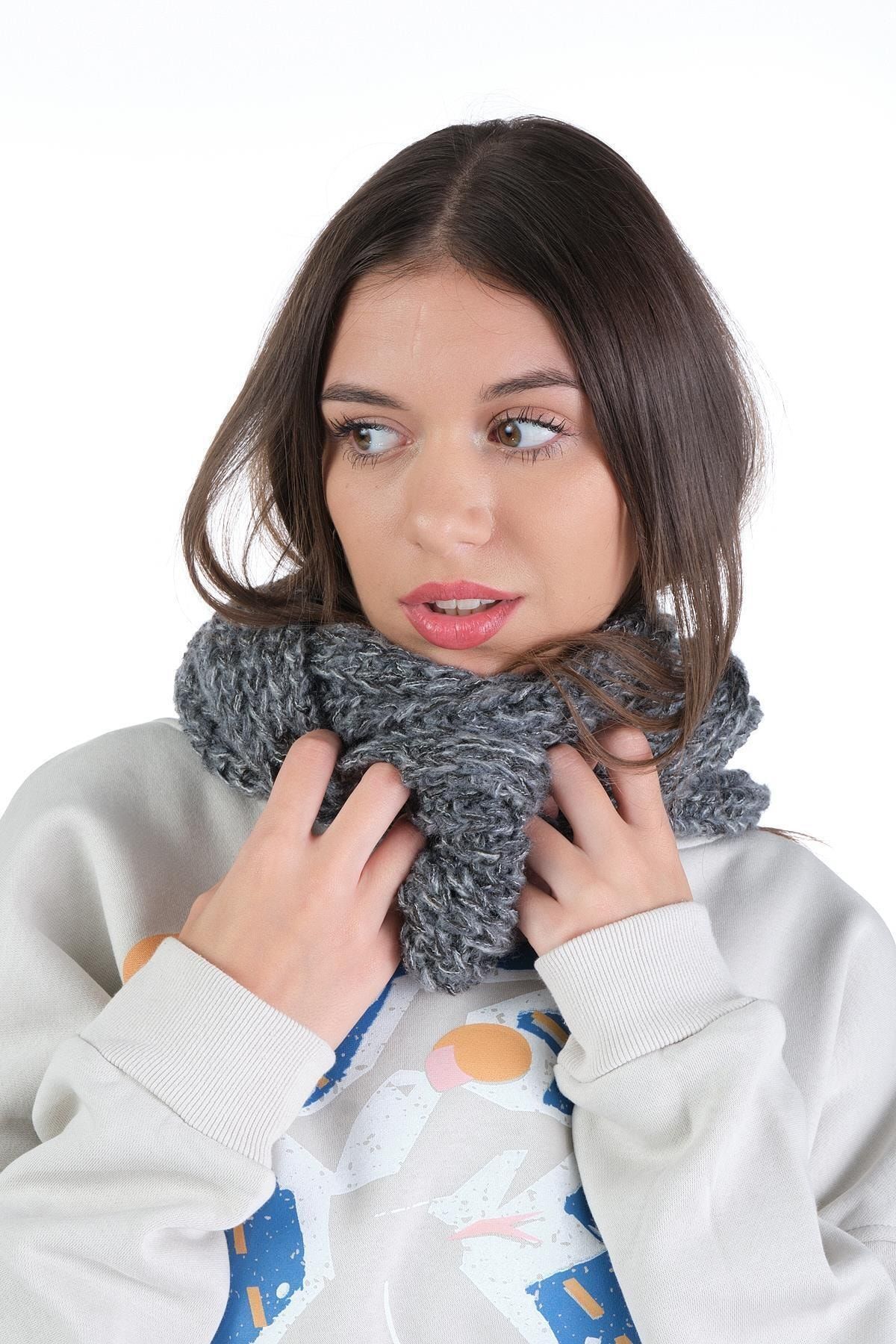 Ritagarcia Kadın Antrasit Örgü Boyunluk