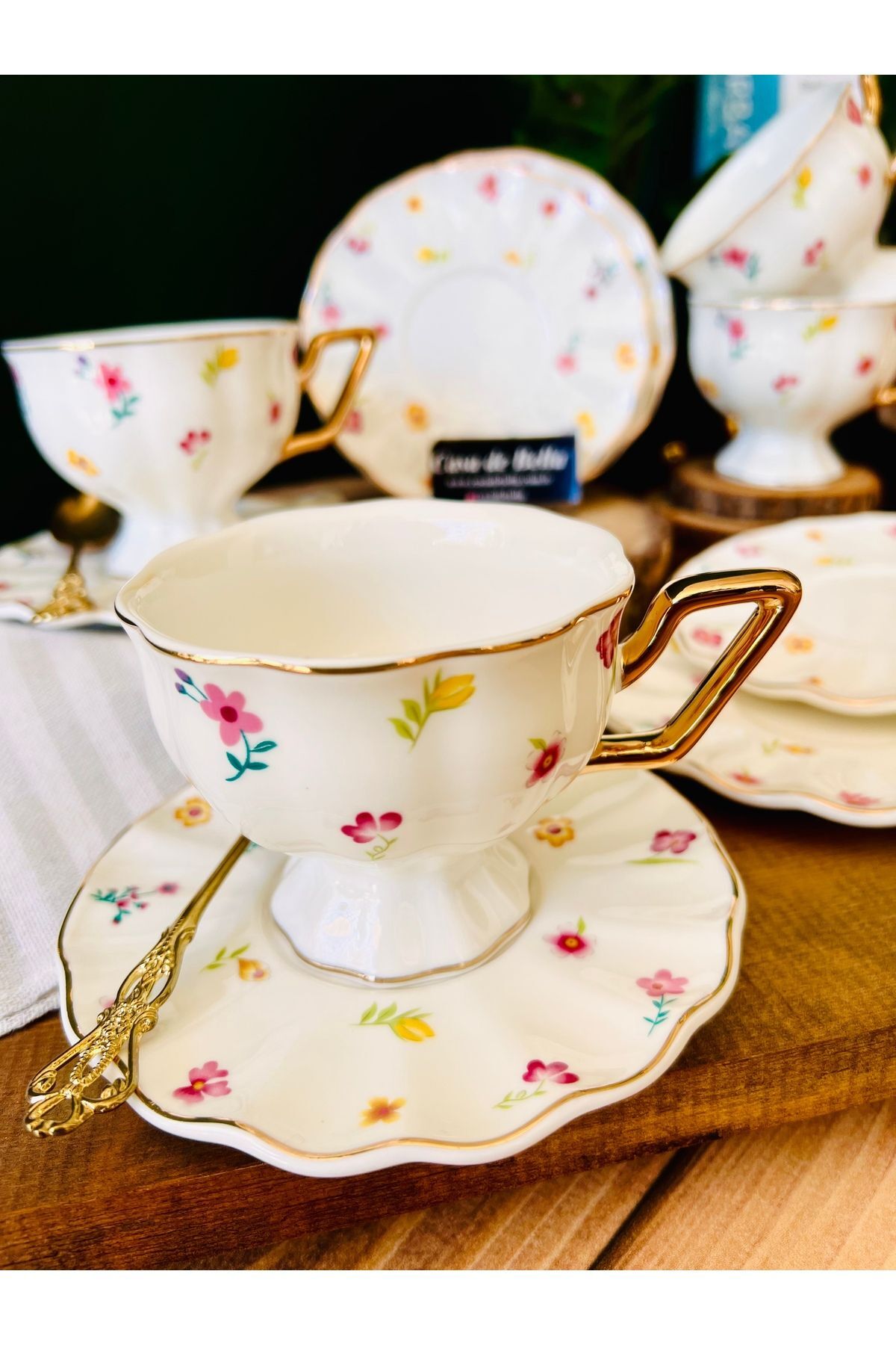 CASA DE BELLA Leonidas 2 Kişilik Lüx Porselen Çay Nescafe Fincanı