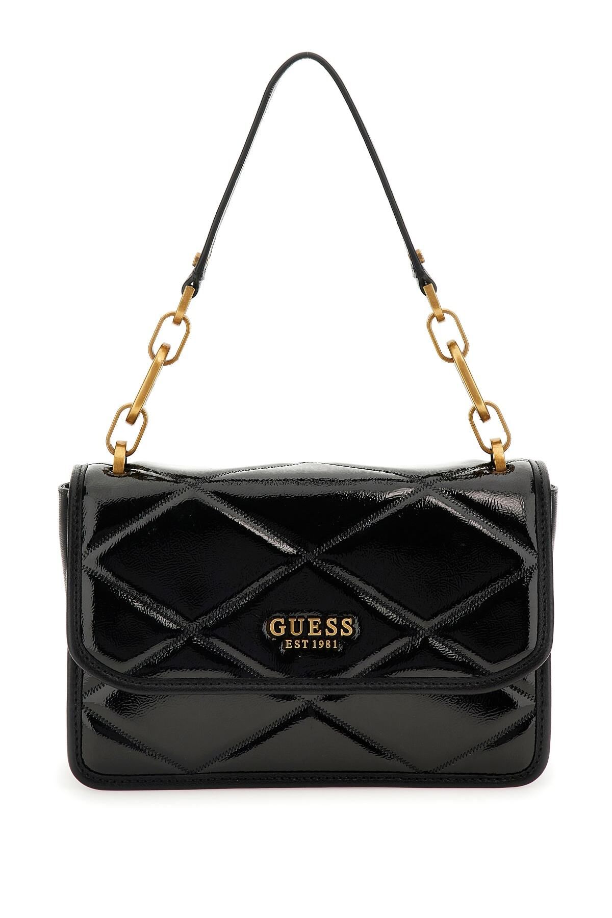 Guess Women s Brand Logo Chain Detailed Shoulder Strap Stylish Designed Black Shoulder Bag Suitable for Daily Use Trendyol
