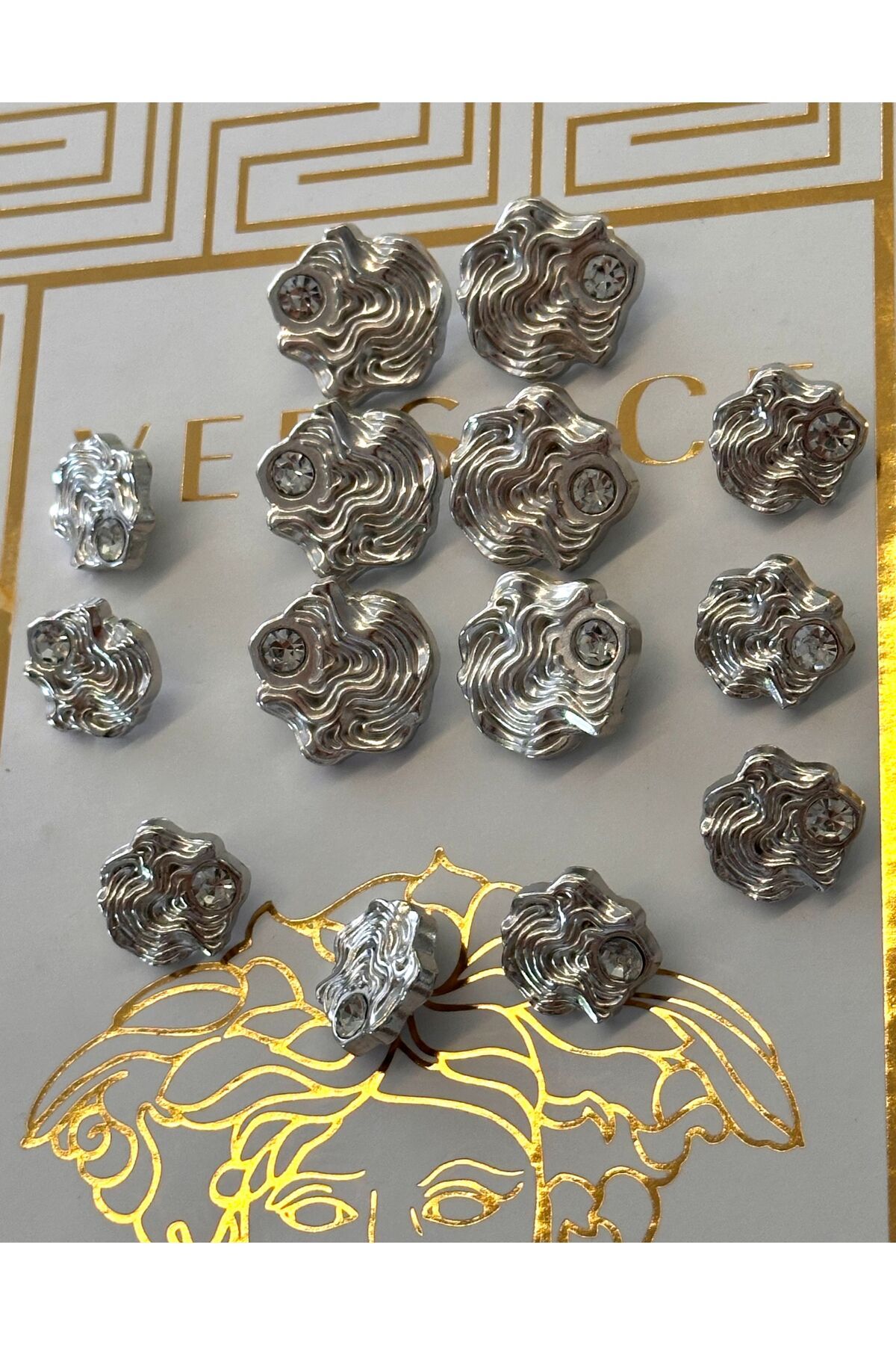 ODDA TASARIM ATÖLYESİ-Silver Blazer Jacket and Design Patterned Crystal Stone Set 3