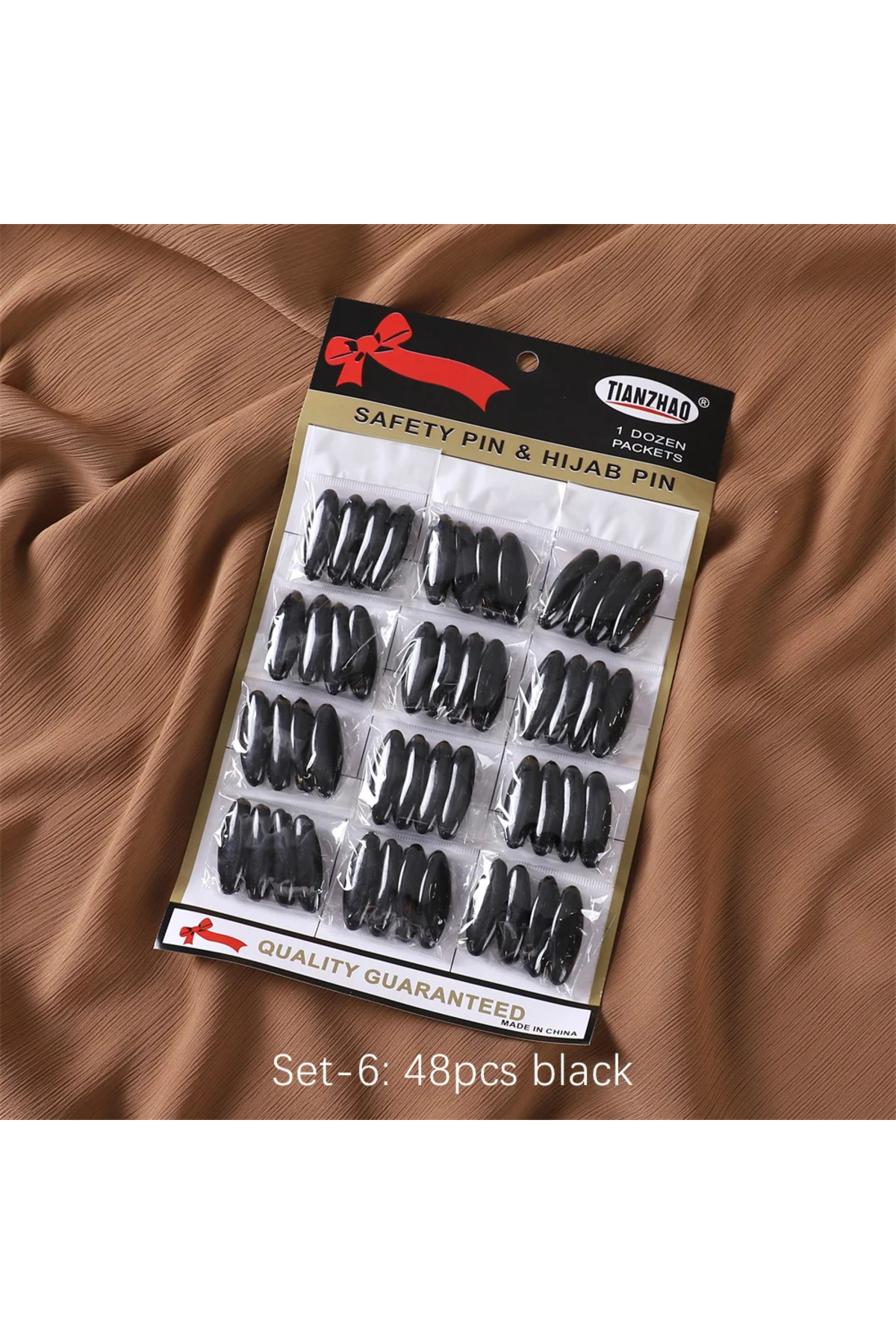 Gül 48 Adet Siyah Başörtü İğnesi , Eşarp İğnesi, Şal İğnesi (Safety Pin & Hijab Pin)