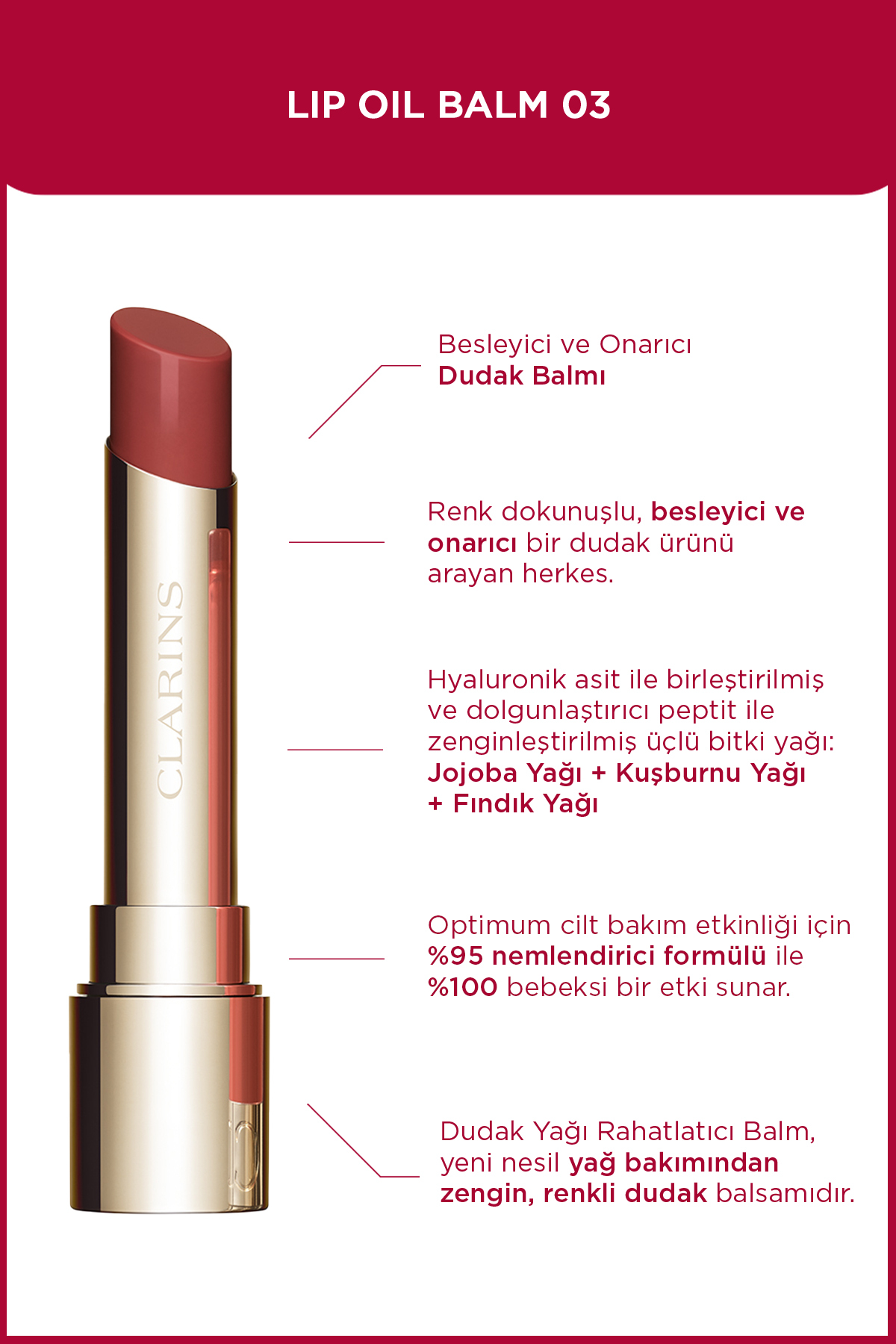 Clarins LIP OIL BALM 03 2.9G - Dudak Balmı ROSEWOOD