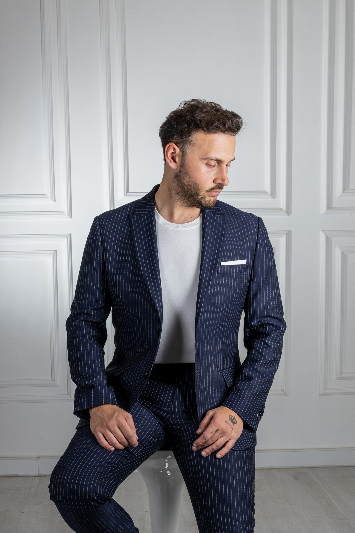 کت و شلوار مردانه آبی سرمه ای سارارSarar | 131749821 اورجینال - تصویر 8