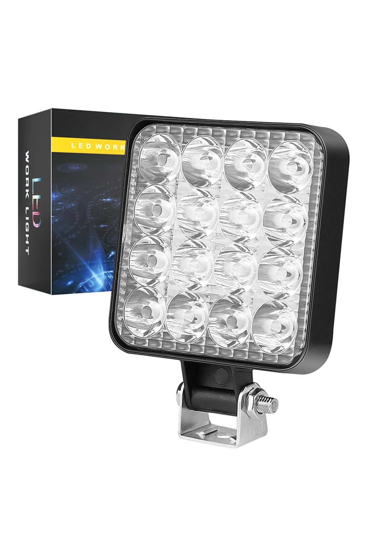 DEKOHOP Off Road Traktör Tir Kamyon Sis Fari Ve Çalışma Lambası 16 Led Kare BEYAZ 3 İNÇ 84mm