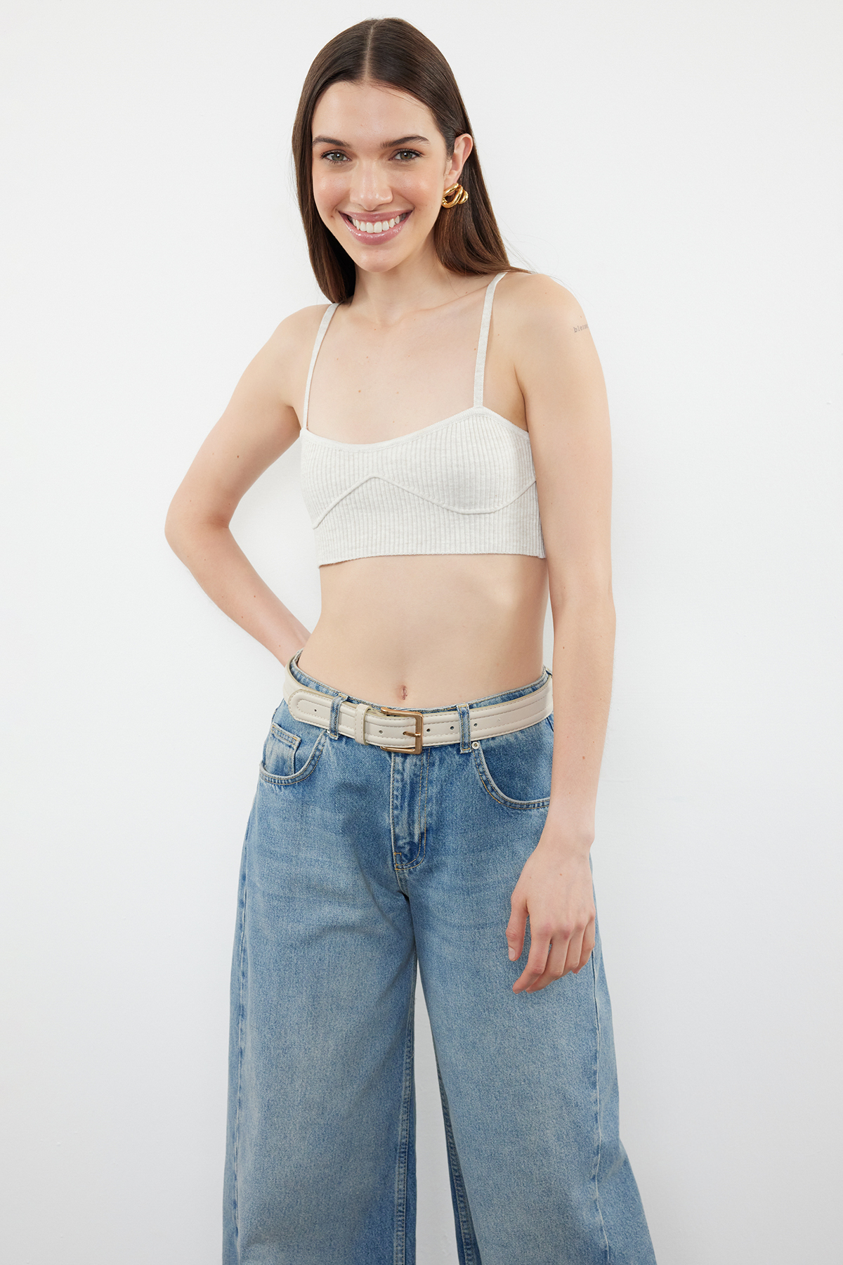 Trendyolmilla Ekru Triko Bluz TWOSS24BZ00572