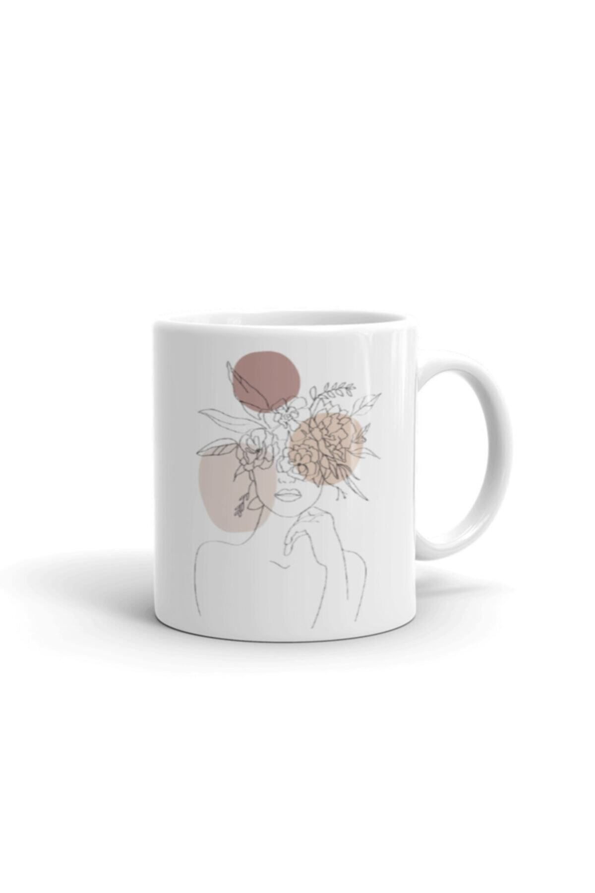 Women's Mug with White Striped Flowers