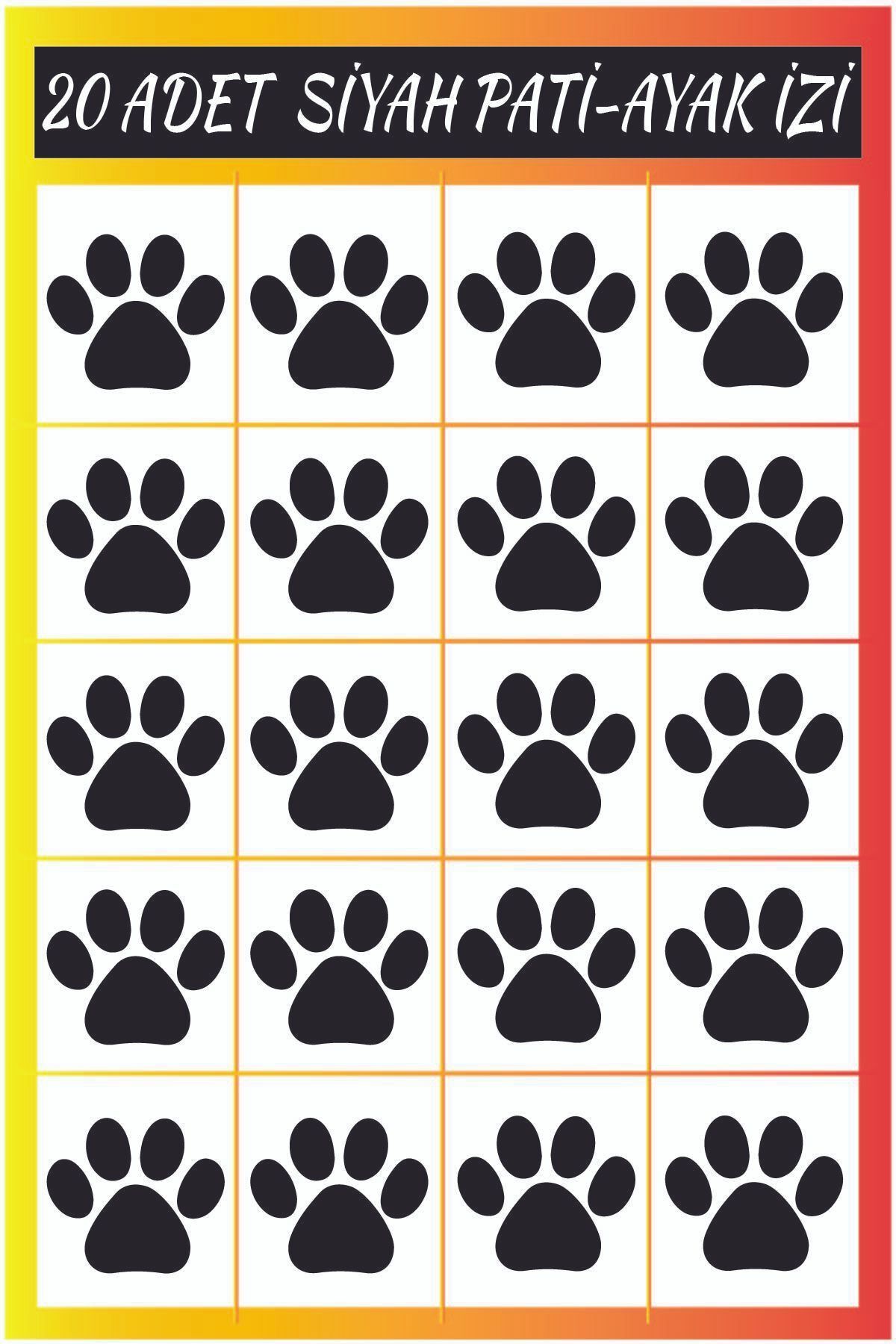 GSticker-Paw Marks 20pcs Auto Sticker Car Glass Cat Dog Paw Marks Wall Sticker Decal Black-White 1