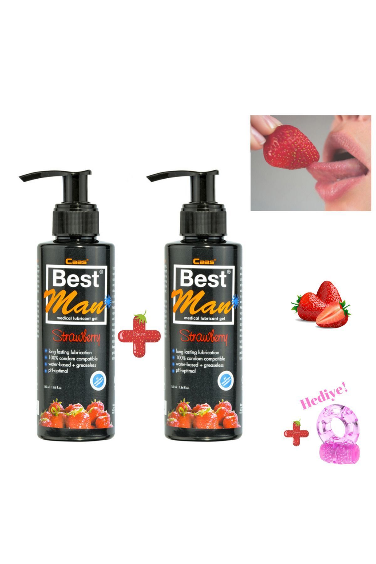 Loveross 2'Lİ Çilekli XXL Uzun Süre Gecikmeye Yardımcı Uyarıcı Anal ve Vajinal Kullanım Kayganlaştırıcı Jel