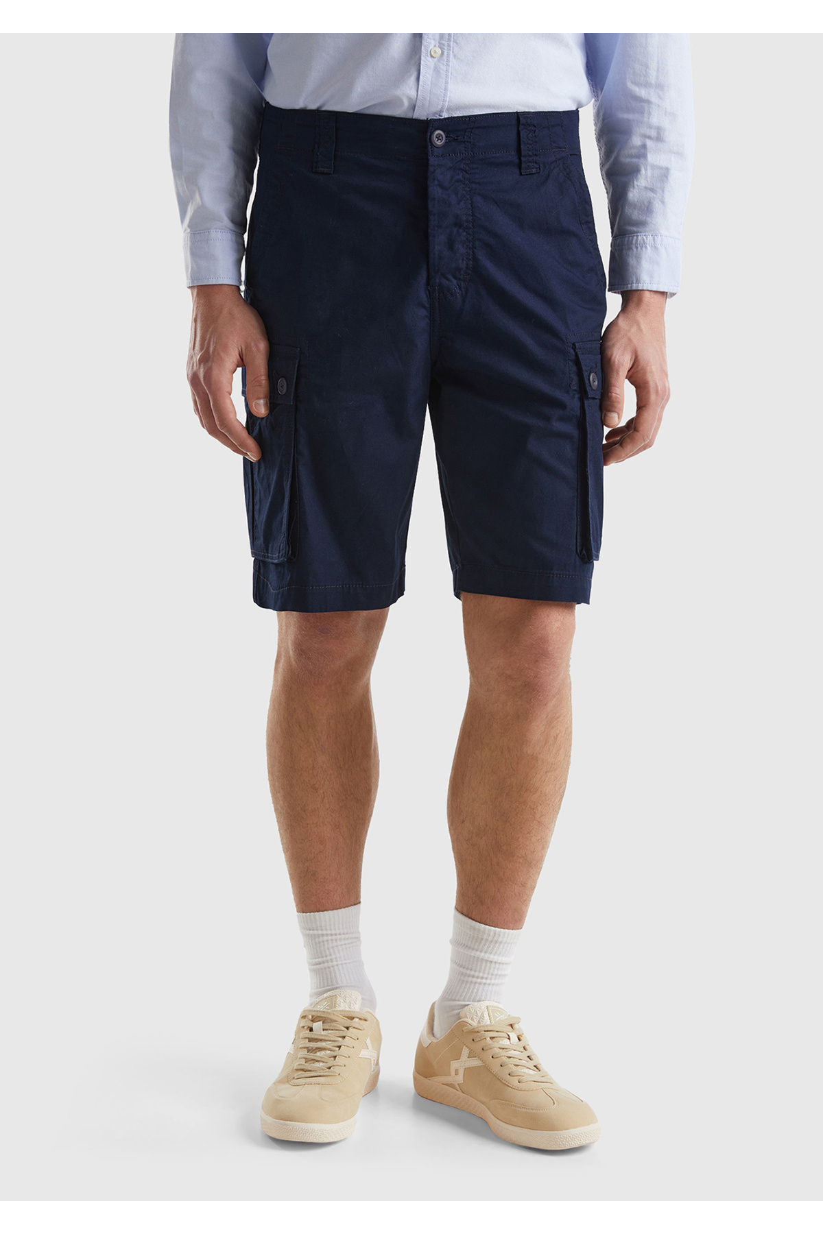 یونایتد کالرز آو بنتون شلوارک برمودای مردانه 6 جیب 100% پنبه‌ای سرمه‌ای تیره با سوراخ کمربند