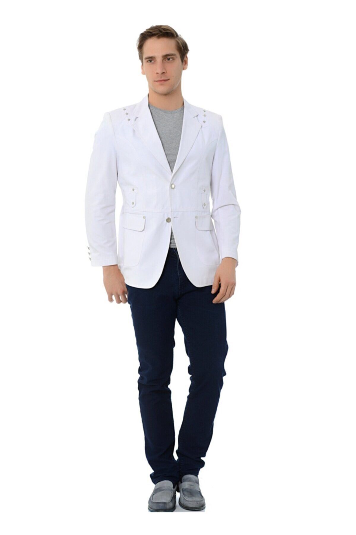 ژاکت مردانه سفید SPOSO | G-125 اورجینال - تصویر 2