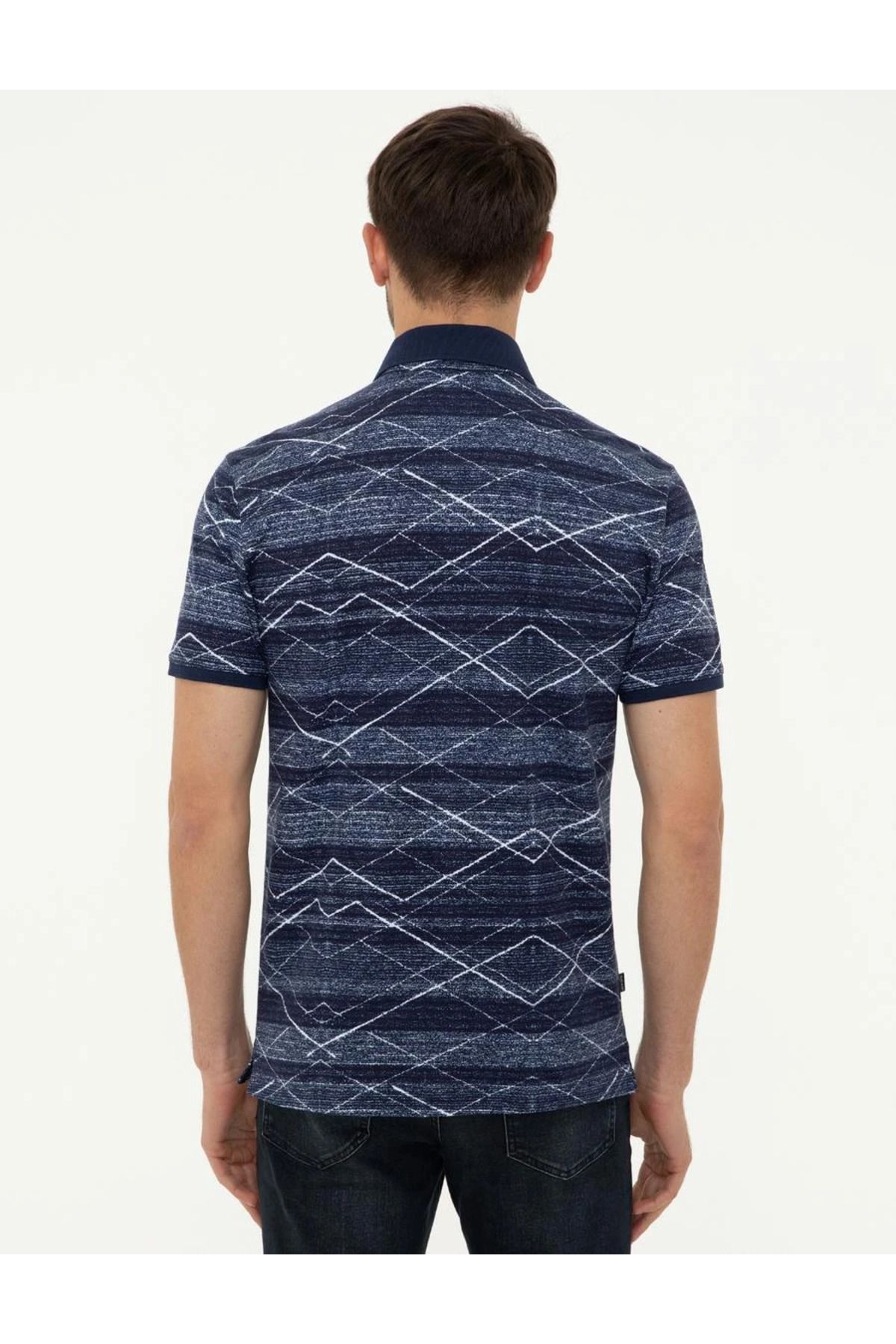 تی شرت یقه پولو آبی مردانه SLIM FIT NAVY Pierre Cardin