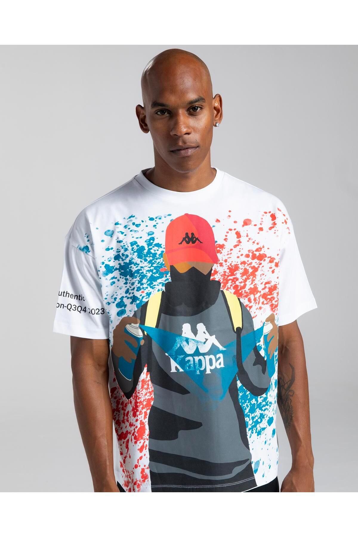 Kappa Authentic Graphik Garrel Erkek Beyaz Comfort Fit Ti ort Fiyat Yorumlar Trendyol