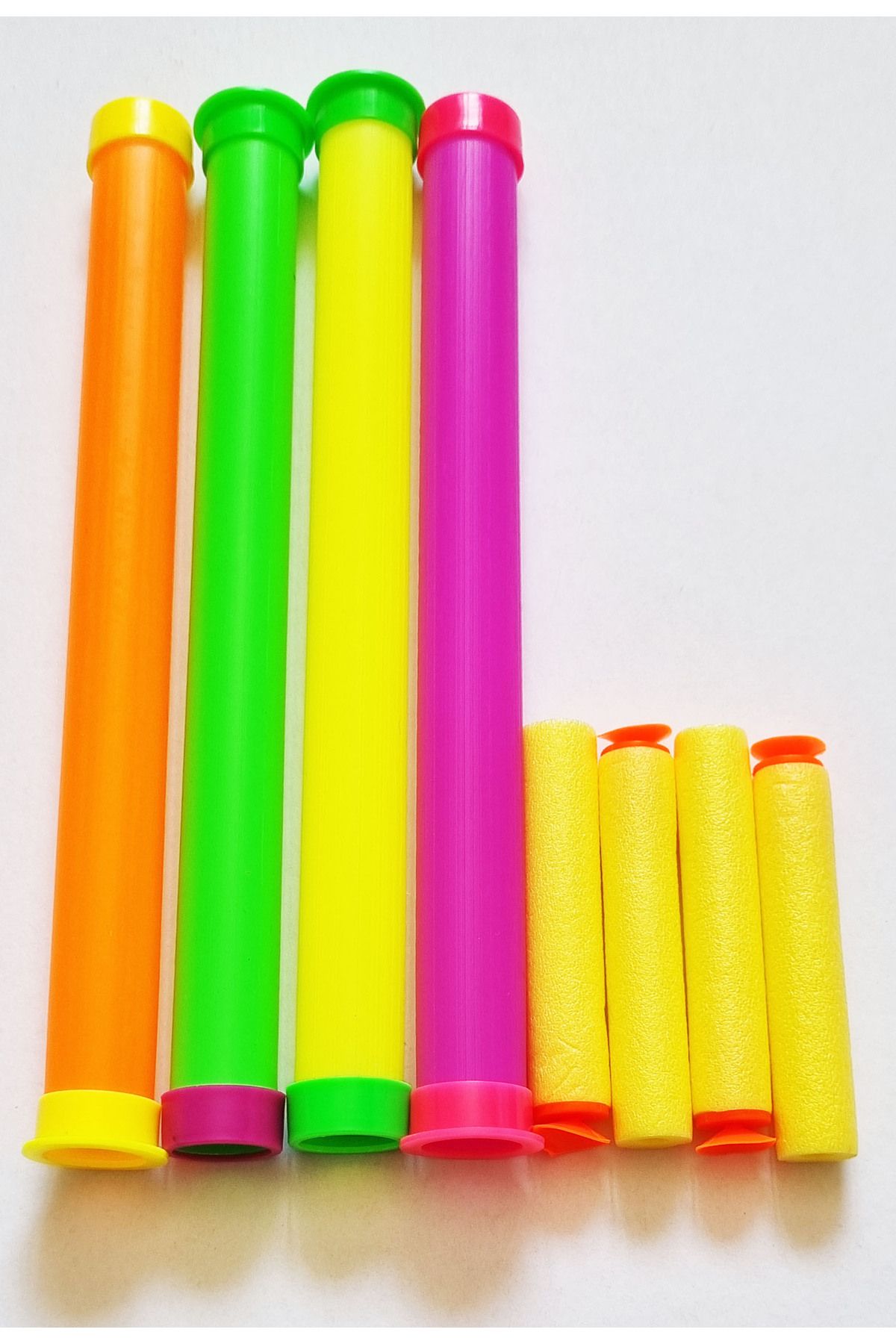 Mahi Max 4 Adet 4 Renk Vantuzlu Sünger Ok Atan Üfleme Borusu Apaçi Ok Nerfoku 20cm