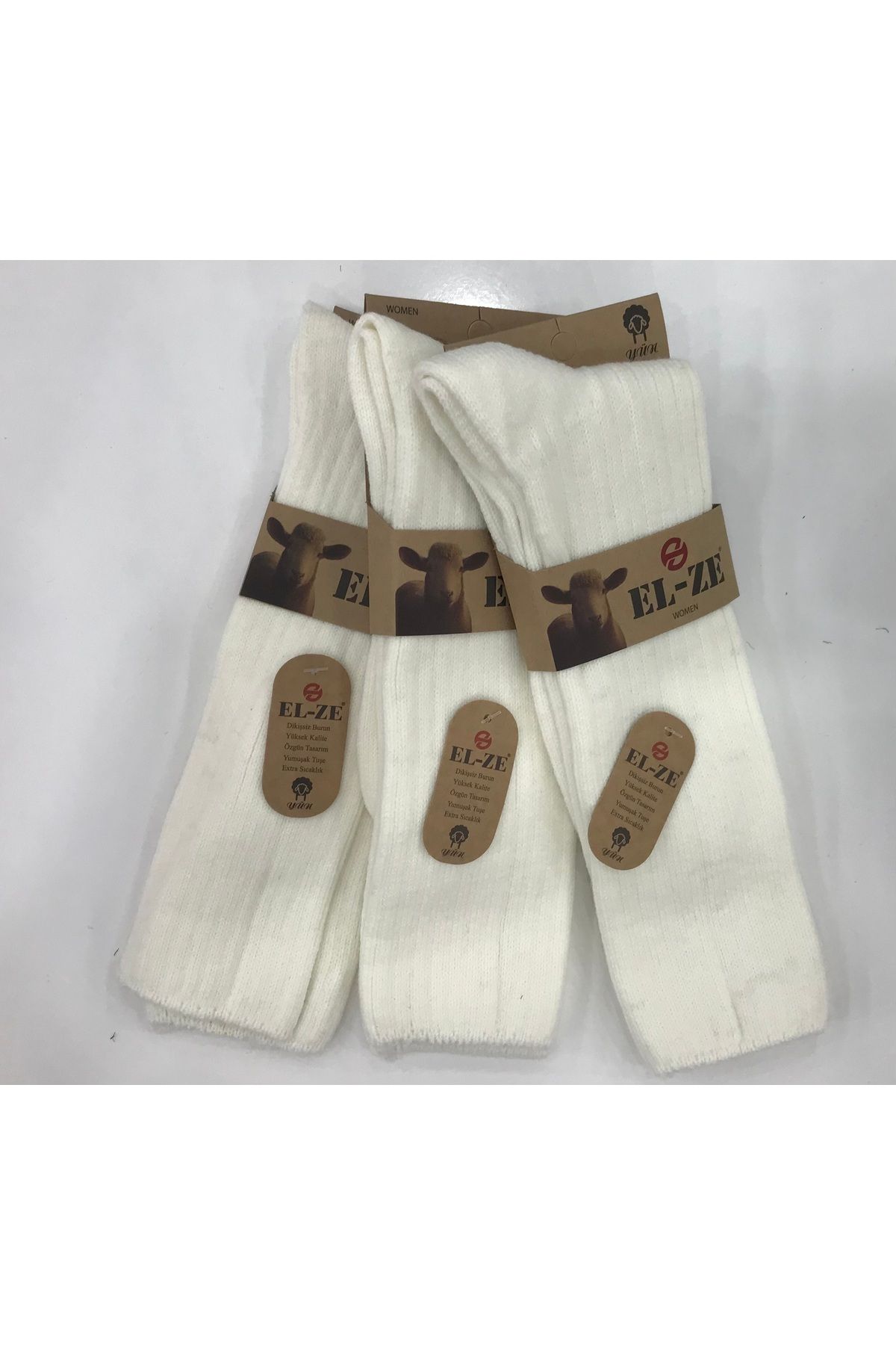 elze socks-جوارب مطاطية بدون خياطة من الصوف بطول الركبة 2
