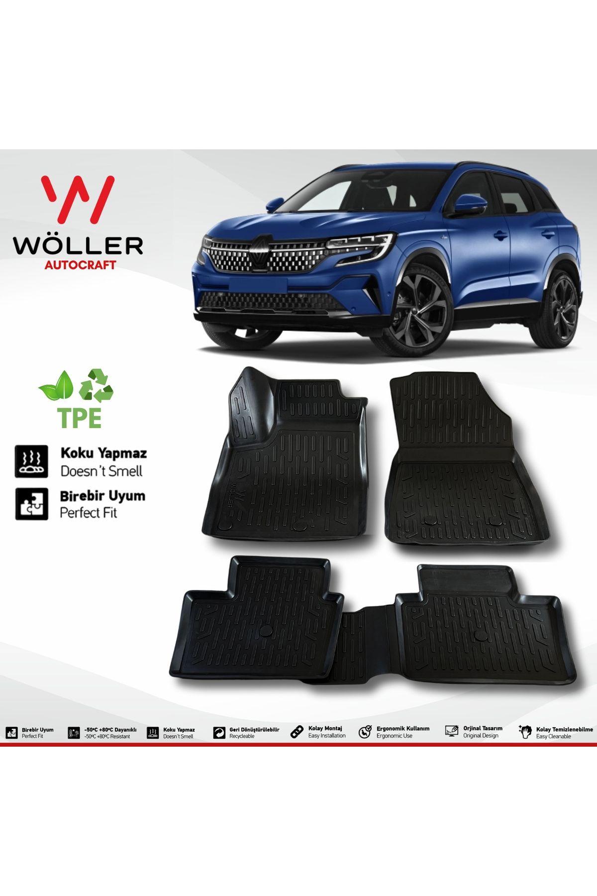 Wöller Renault Austral Mat 2023 г.в. Совместимый 3D коврик для бассейна wöller3dpaspas223