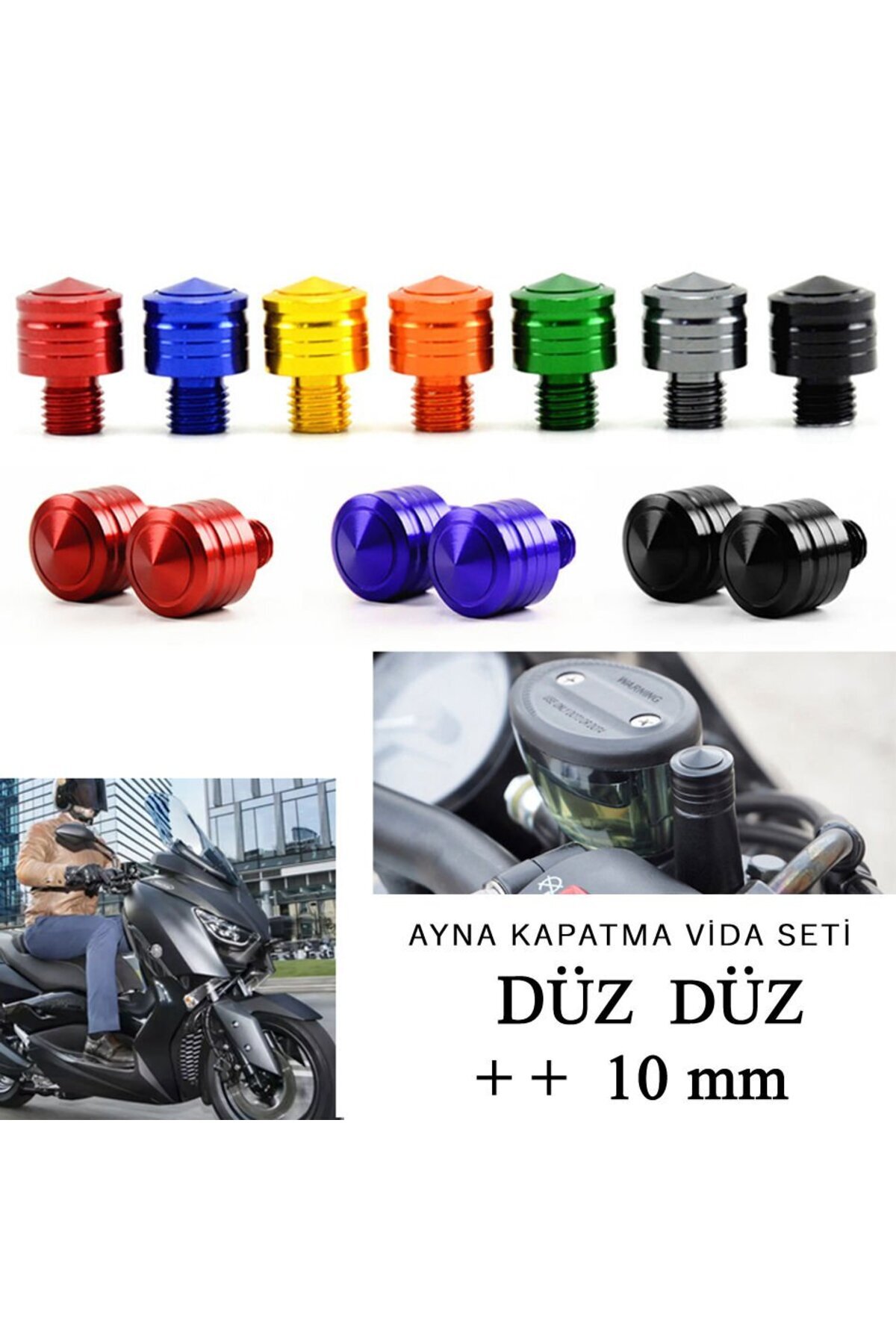 YSGMOTOPARTS Yamaha MT25-MT07-MT09 Ayna Deliği Boşluk Kapatıcı Vida Seti Siyah Renk