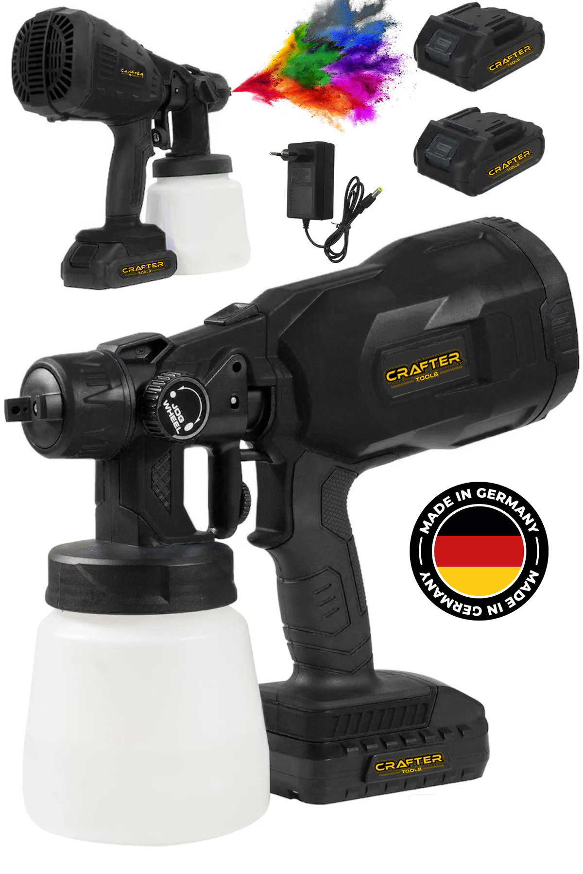 CRAFTERTOOLS Germany 36 V 5Ah Çift Akülü Yüksek Basınçlı Püskürtme Boya Tabancası Şarjlı İlaçlama & Boya Makinesi