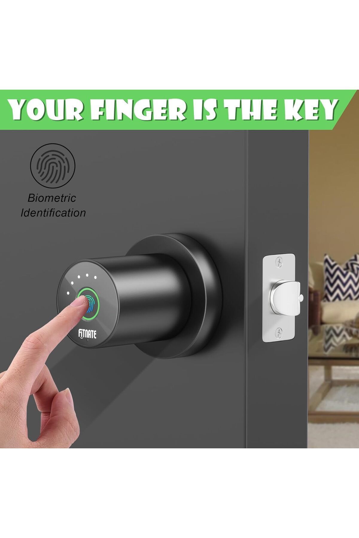 QuickStoq-Fıtnate Smart Lock, Fingerprint Door Handle, App Controlled, Fingerprint Lock, Password Lock 3