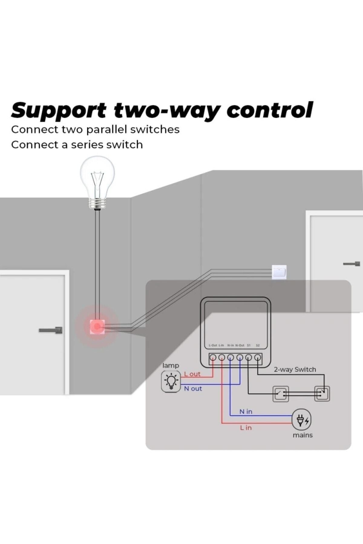 bilteknik-Aubess 16 Ampere Tuya Mini Two Way Wifi Switch 5