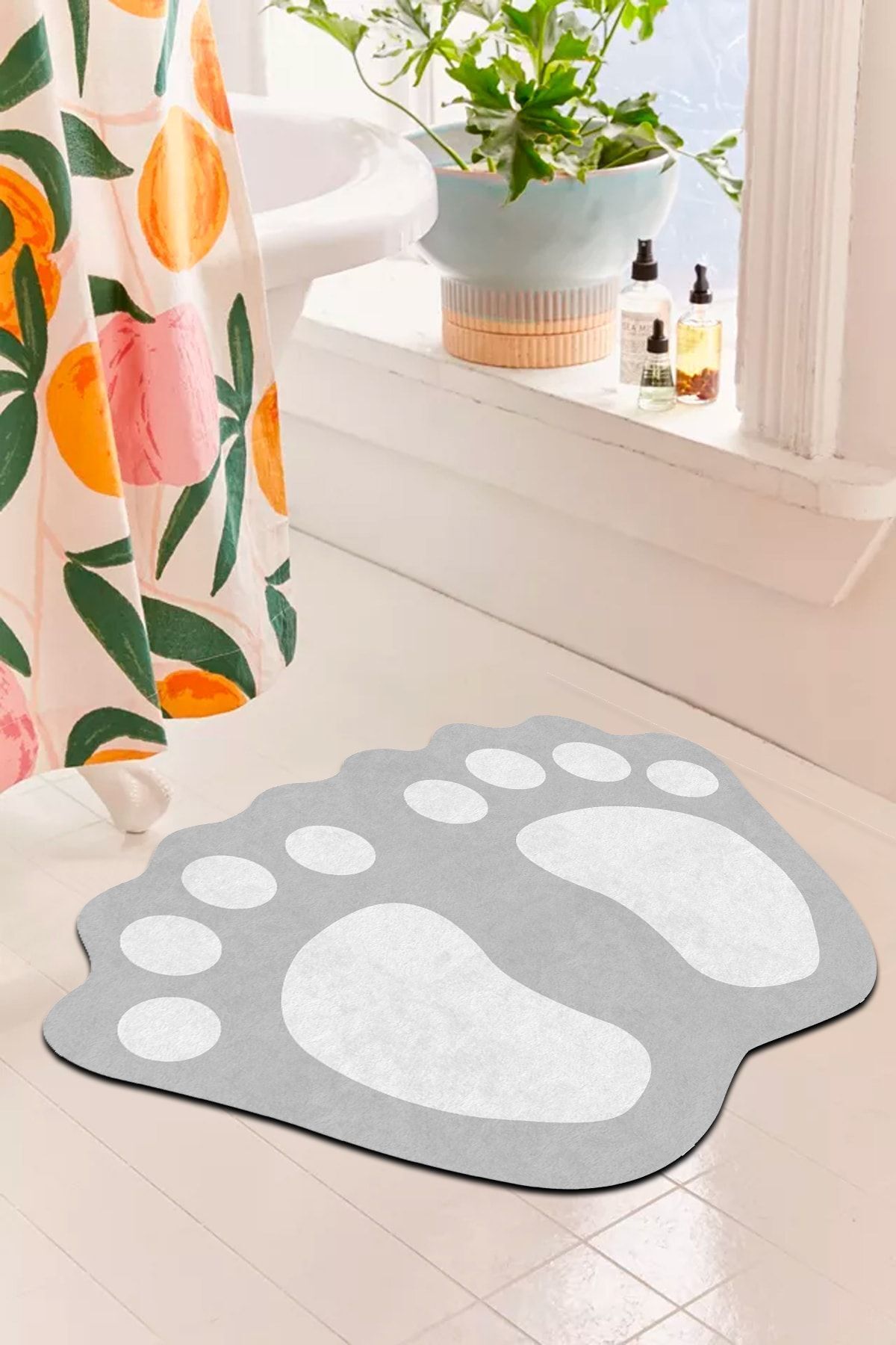 PINKIE HOME-الطباعة الرقمية المضادة للانزلاق قاعدة القدم رمادي الحمام حصيرة مقعد المرحاض المزدوج مجموعة (40x60) (60x100)-p18 2